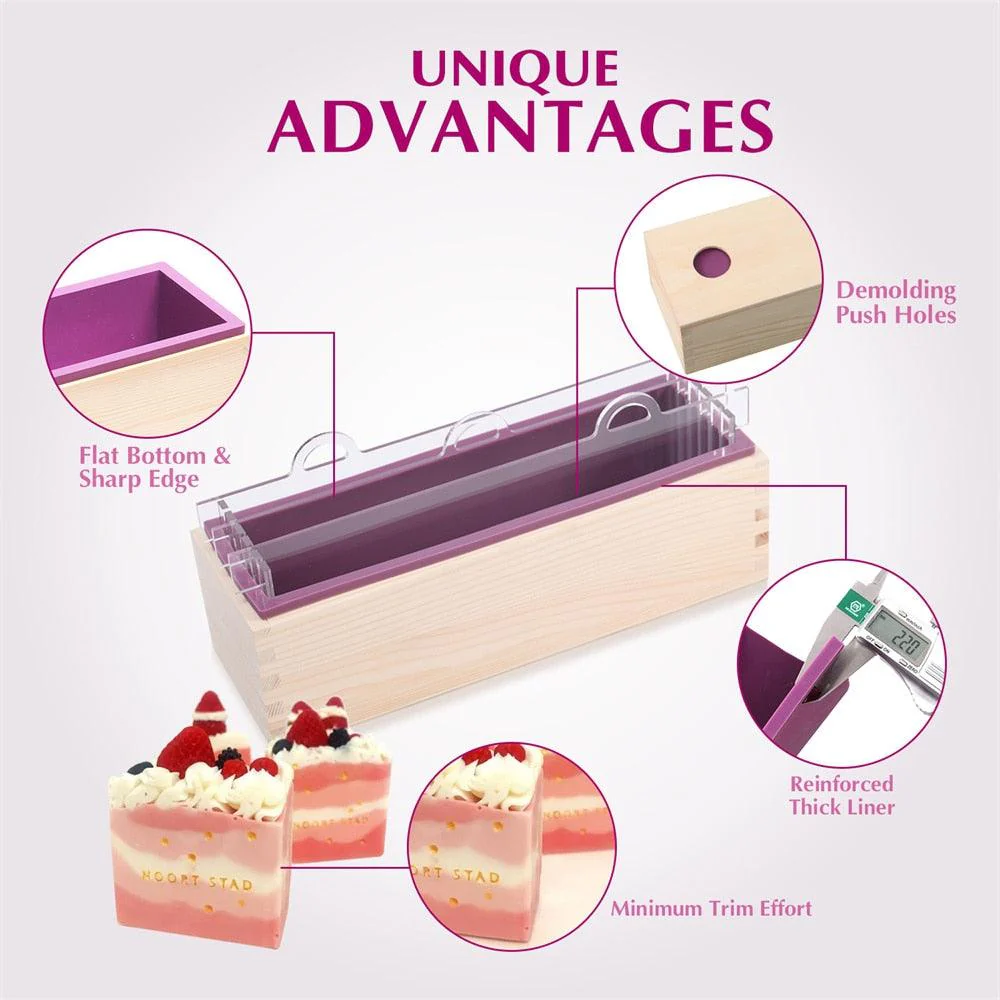 42oz 1.2kg Silicone Loaf Soap Mold with Swirl Divider and Dual Cutter Tool Set - Image 3