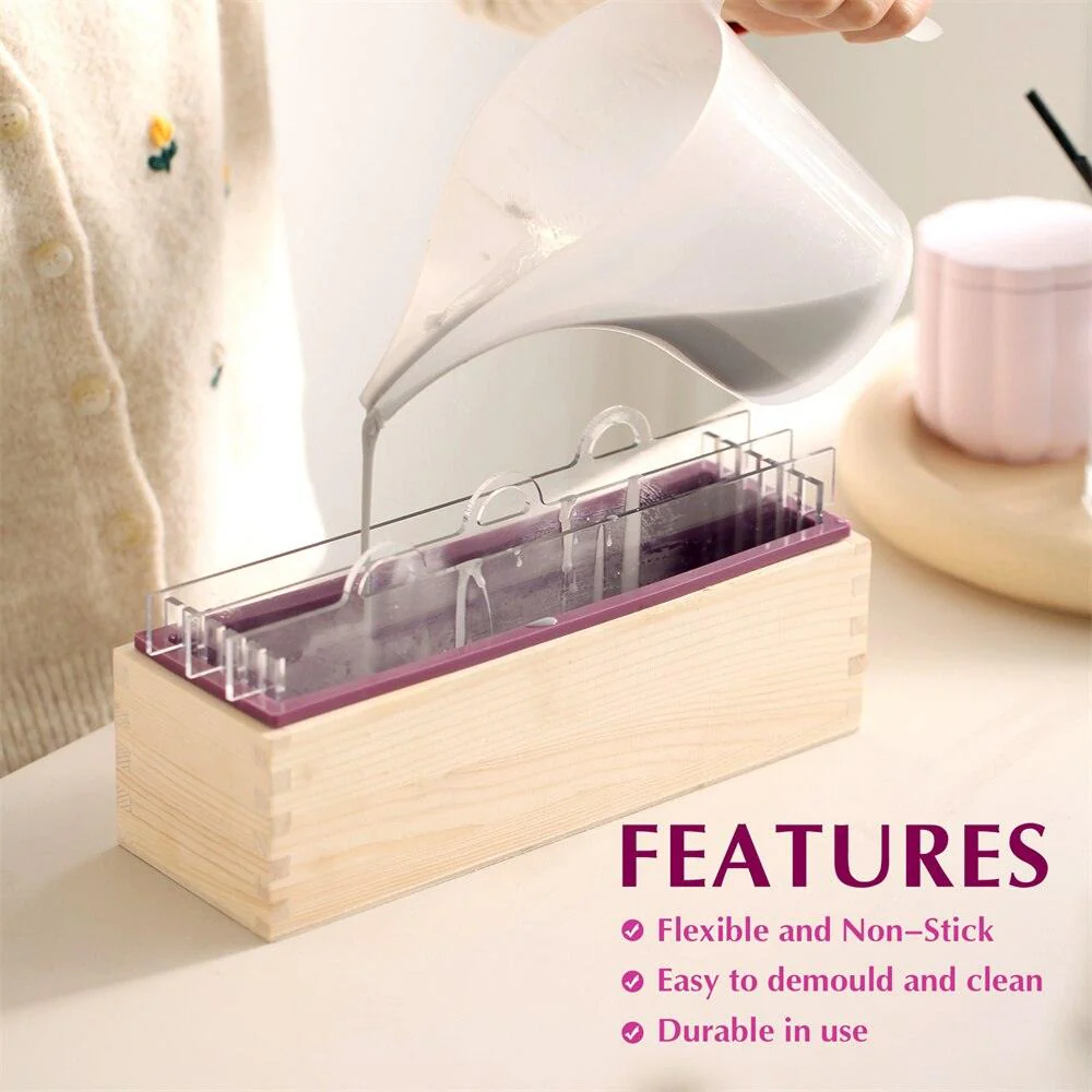 42oz 1.2kg Silicone Loaf Soap Mold with Swirl Divider and Dual Cutter Tool Set - Image 5