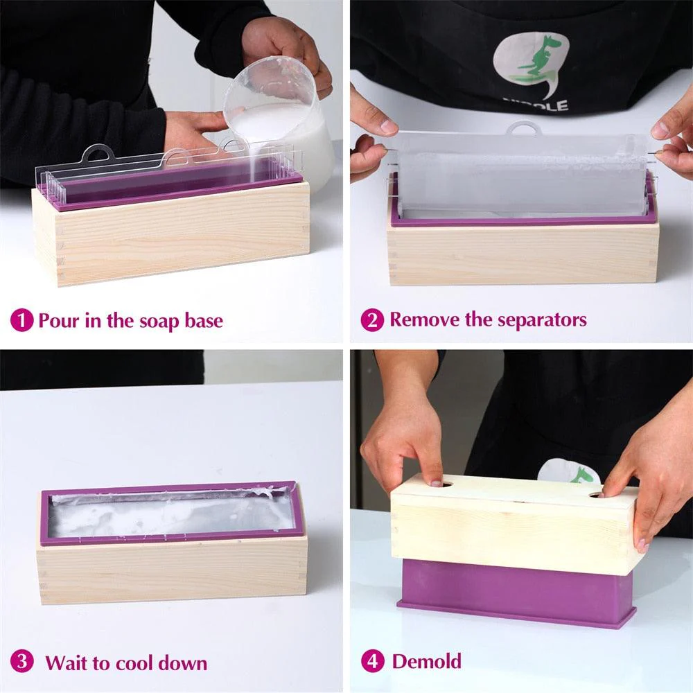 42oz 1.2kg Silicone Loaf Soap Mold with Swirl Divider and Dual Cutter Tool Set - Image 6