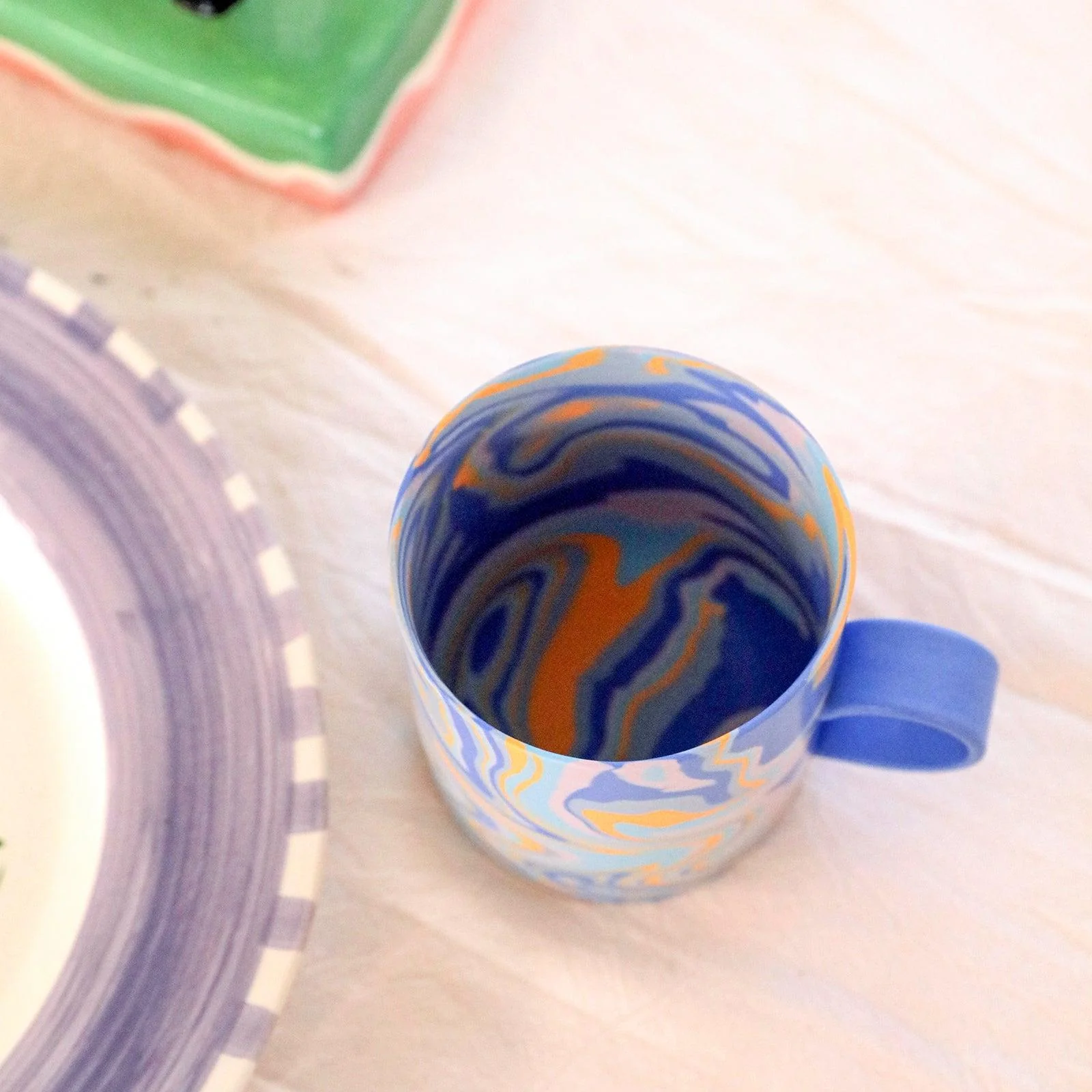 350ml Handmade Dark Blue Ceramic Mug - Image 5