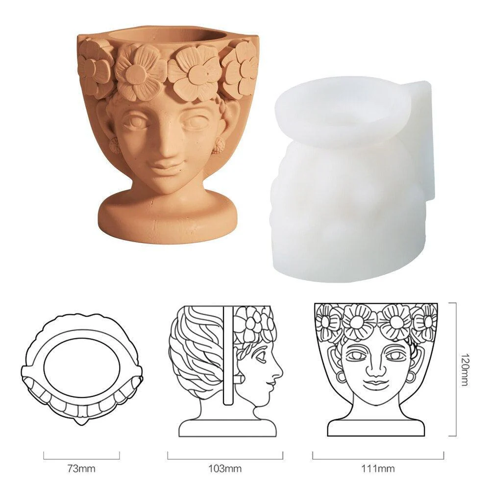 Sicilian Moro Head Concrete Plant Pot Silicone Mold - Image 8