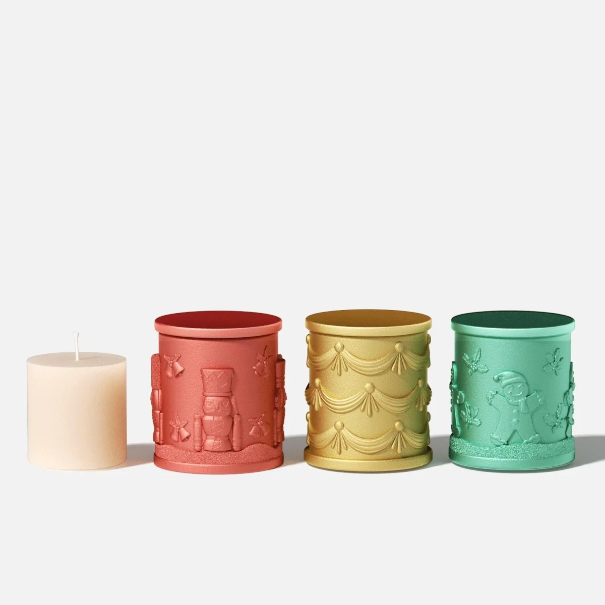 Small Joyful Christmas Tales Candle Jar Silicone Mold & 3.5oz Refill Silicone Mold Collection