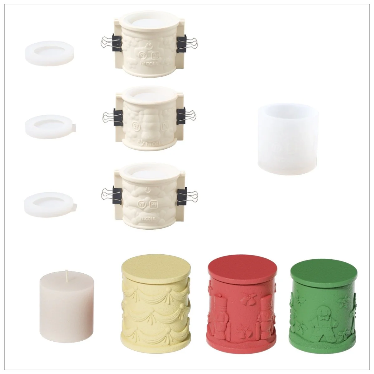 Small Joyful Christmas Tales Candle Jar Silicone Mold & 3.5oz Refill Silicone Mold Collection - Image 15
