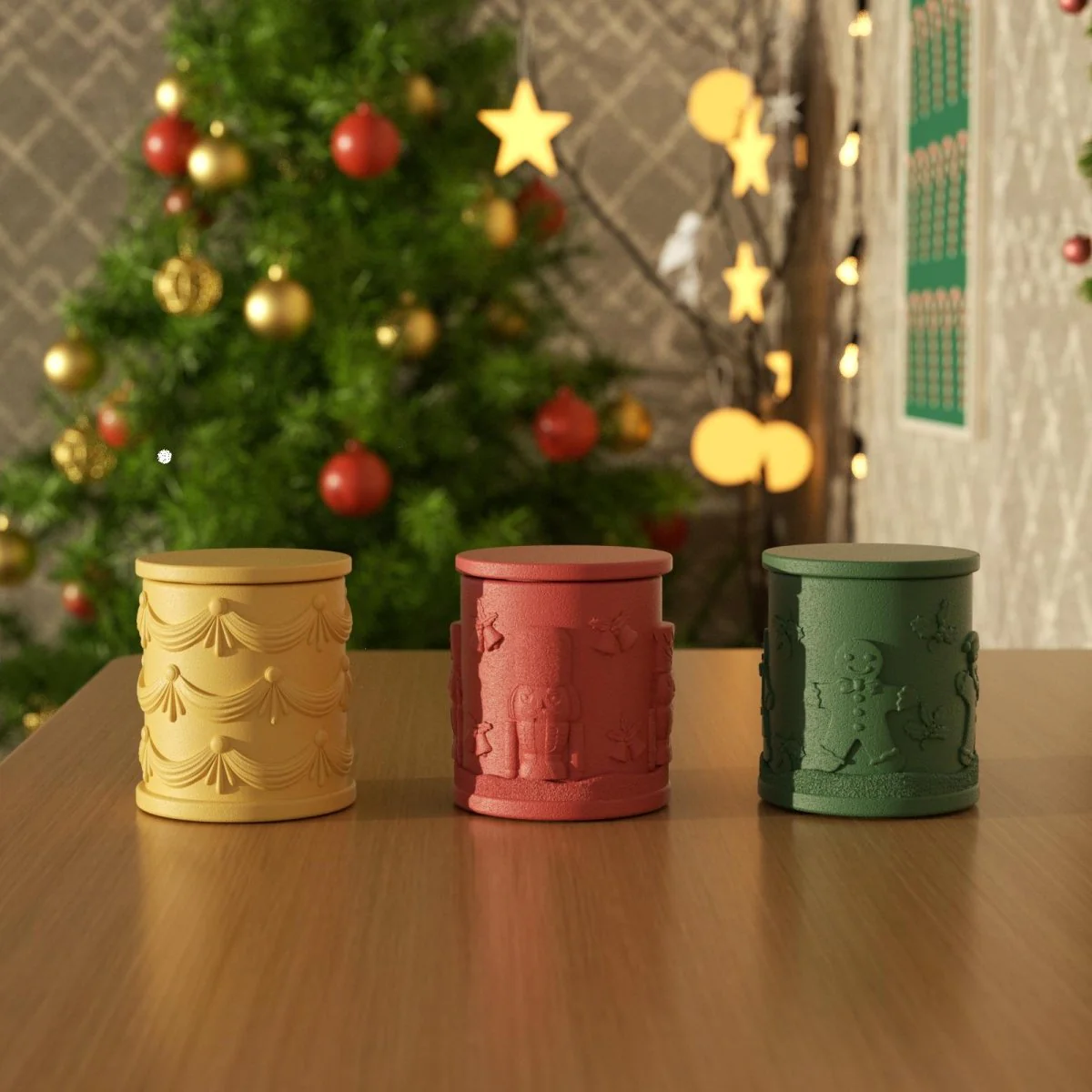 Small Joyful Christmas Tales Candle Jar Silicone Mold & 3.5oz Refill Silicone Mold Collection - Image 4