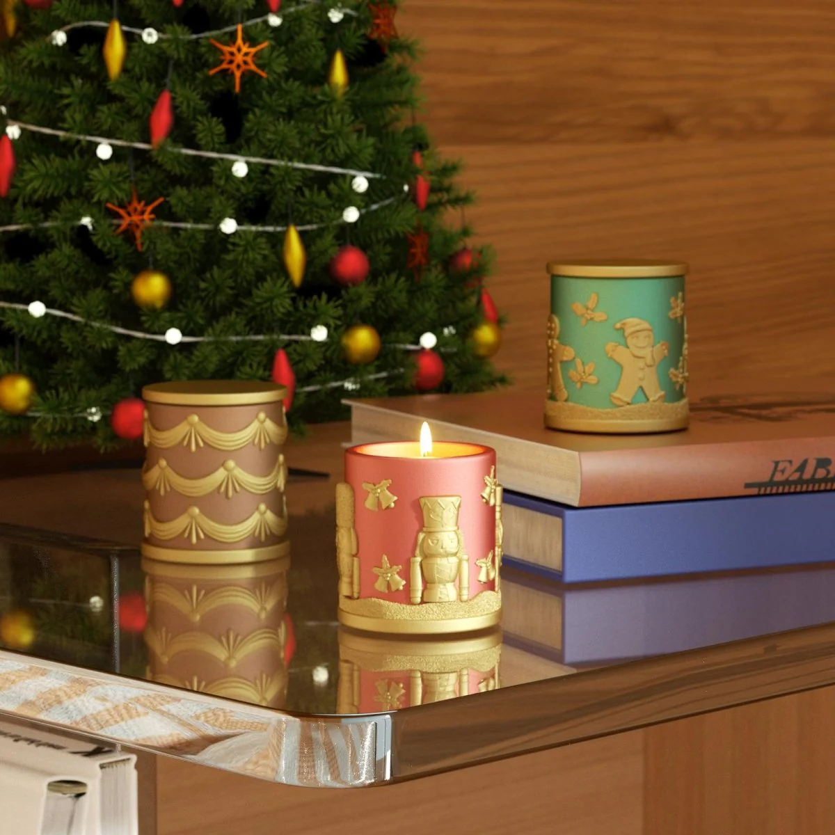 Small Joyful Christmas Tales Candle Jar Silicone Mold & 3.5oz Refill Silicone Mold Collection - Image 5