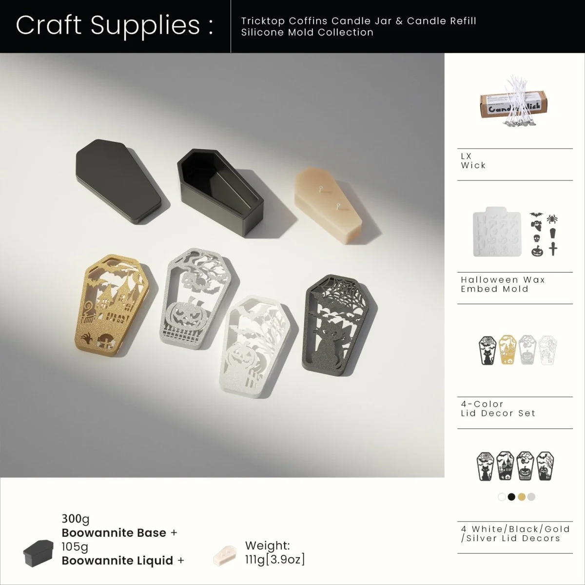 4oz Tricktop Coffins Candle Jar & Refill Silicone Mold - Image 9