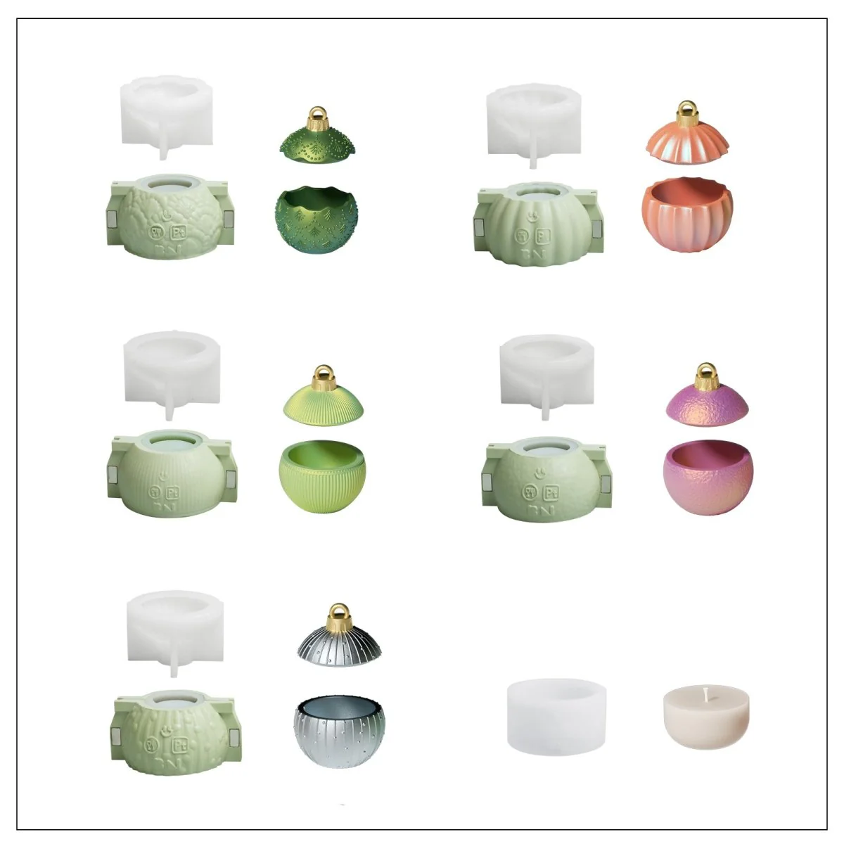 4oz Christmas Twinkle Bauble Candle Jar & Refill Silicone Mold Collection - Image 15