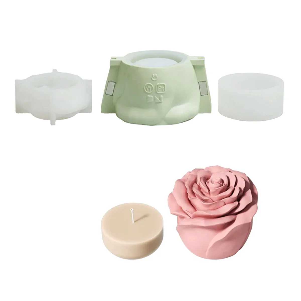 4oz Eternal Rose Bloom Candle Jar & Candle Refill Silicone Mold - Image 10