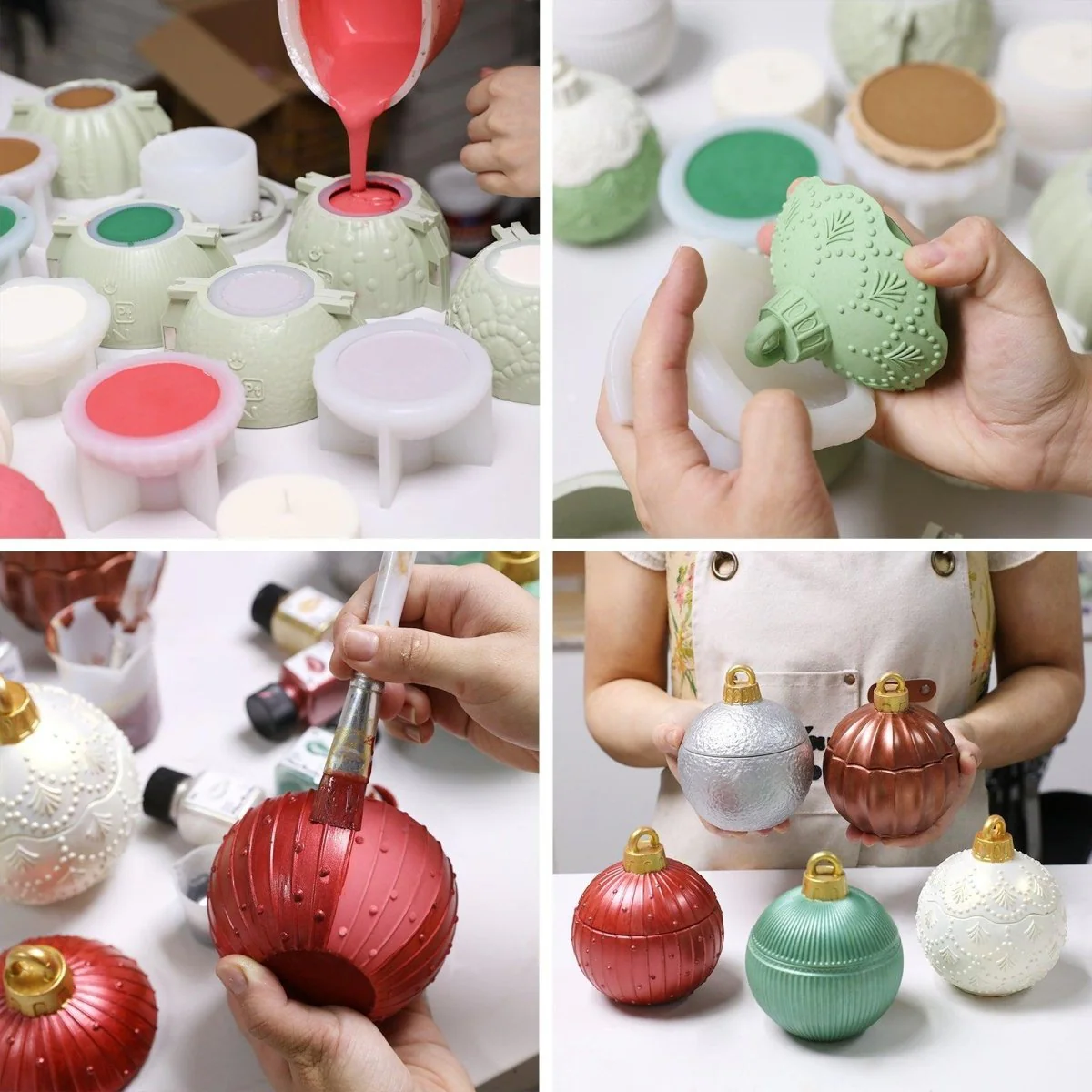 7oz Christmas Twinkle Bauble Candle Jar & Candle Refill Silicone Mold Collection - Image 5