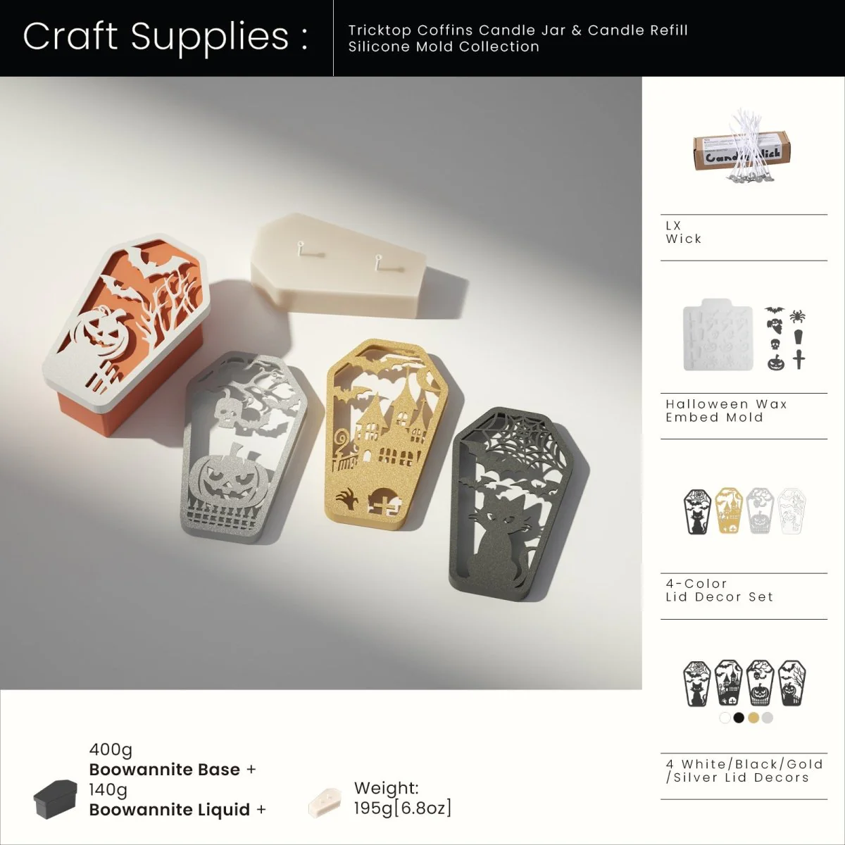 7oz Tricktop Coffins Candle Jar & Refill Silicone Mold - Image 8
