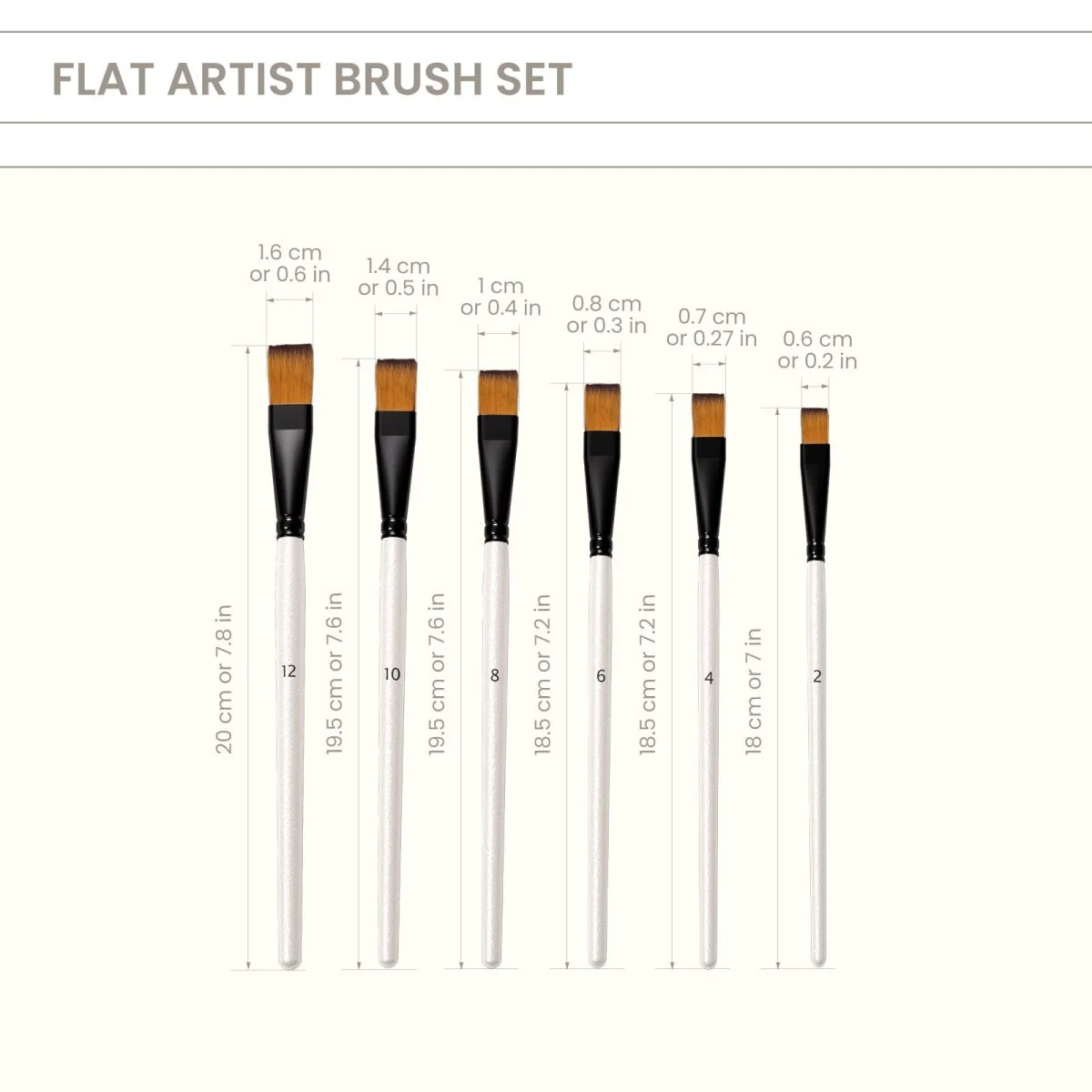 Flat Artist Brush Set - 6 pcs - Image 6