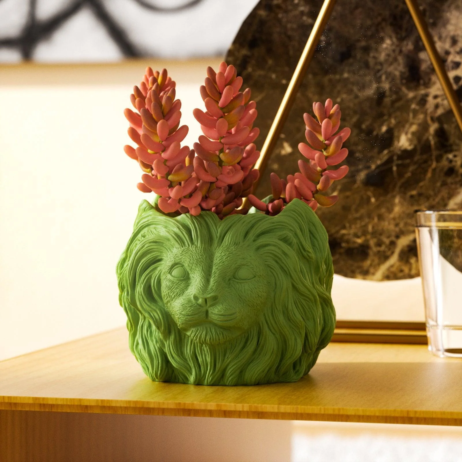 Lion Head Concrete Planter& Vase Pot Silicone Mold - Image 4