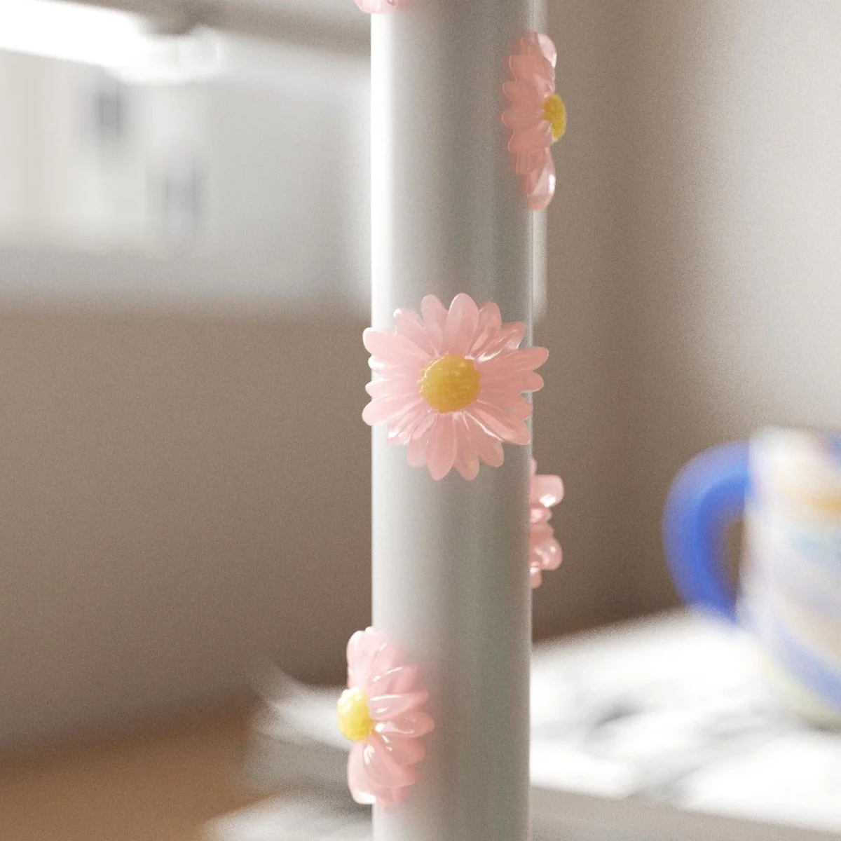 BLOSSOM Taper Candle Daisy Delight - Set of 2 Petal Pink & Mist Gray-Short Version - Image 5