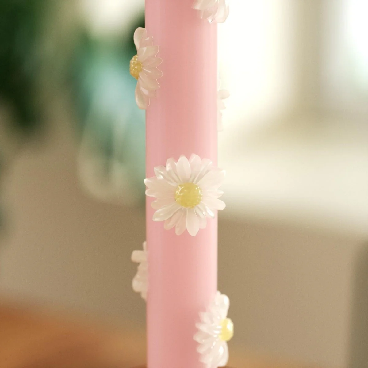 BLOSSOM Taper Candle Daisy Delight - Set of 2 Petal Pink & Soft Mint-Short Version - Image 3