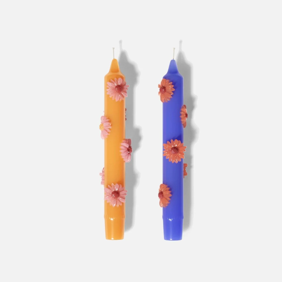 BLOSSOM Taper Candle Daisy Delight - Set of 2 - Sunset Orange & Deep Blue
