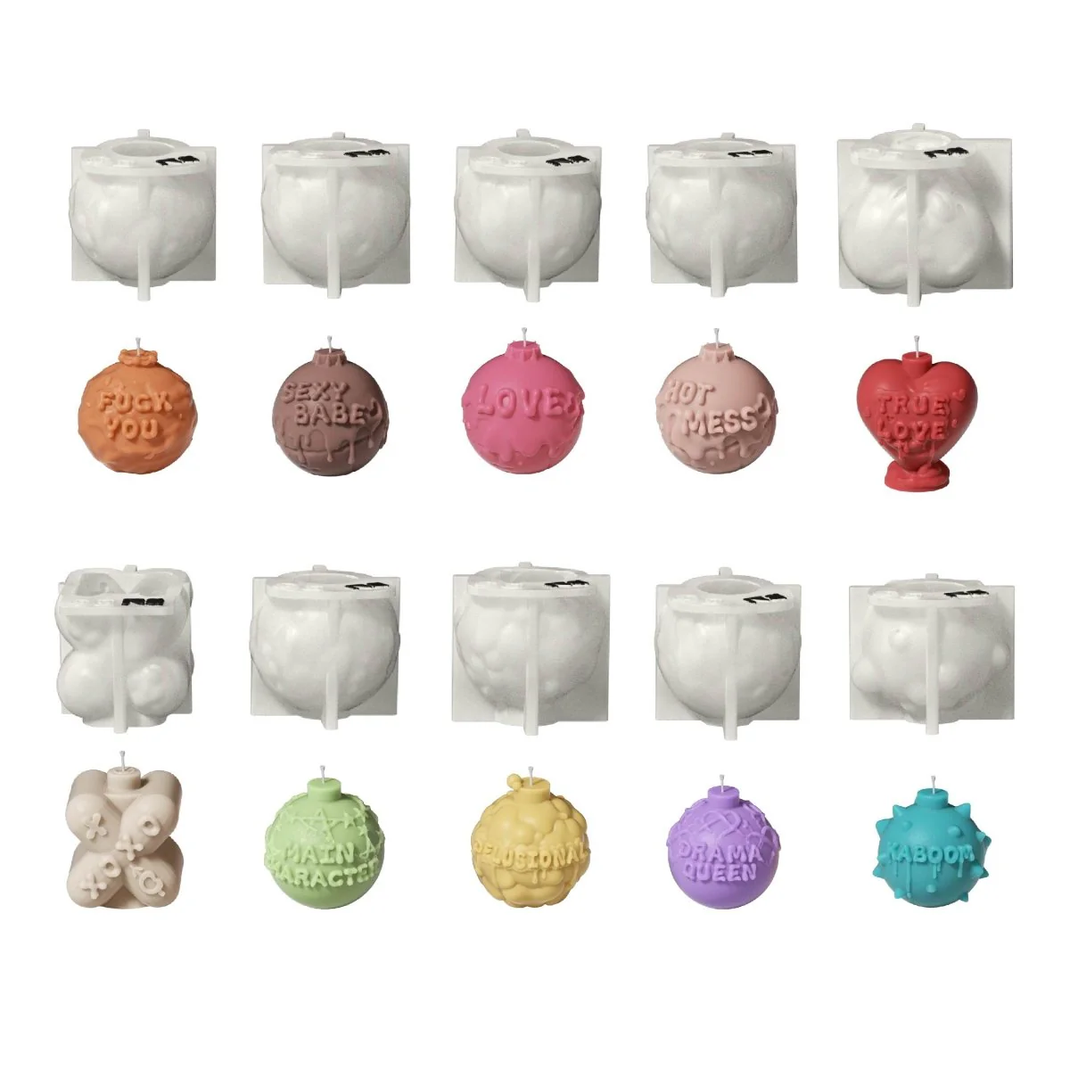 Large Boomy Love Candle Silicone Mold Collection - Image 22