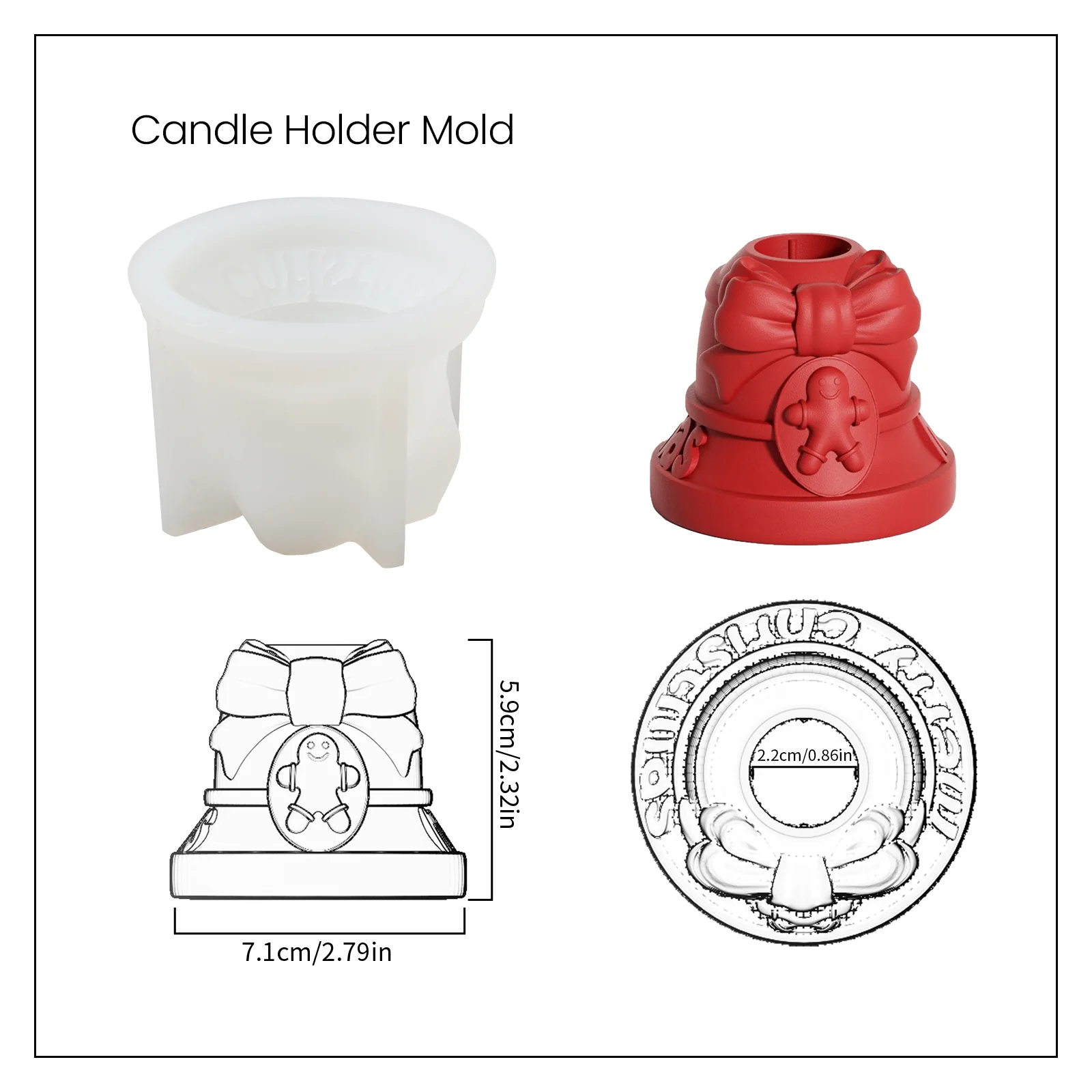Christmas Bell Taper Candle Holder Silicone Mold - Image 10