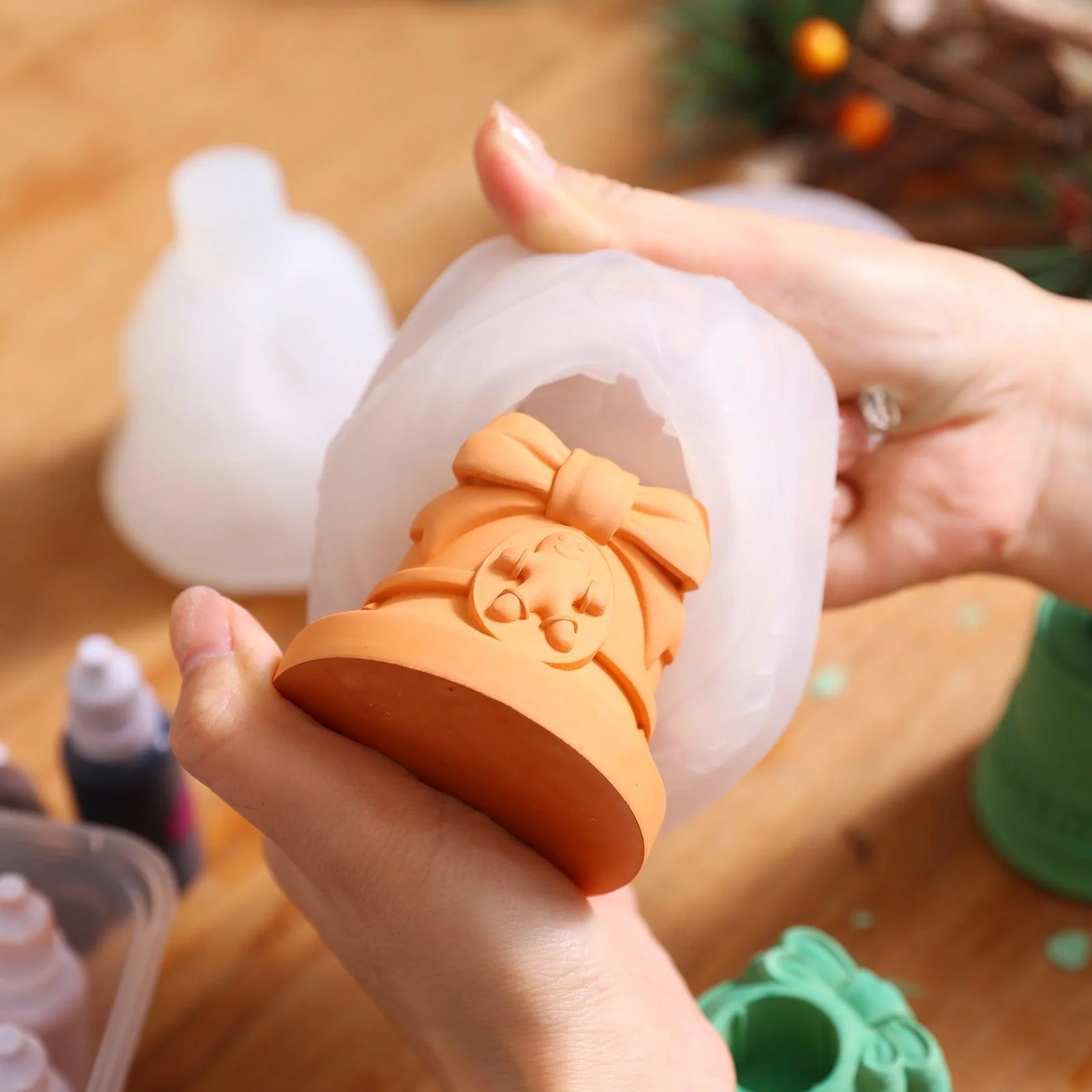 Christmas Bell Taper Candle Holder Silicone Mold - Image 2