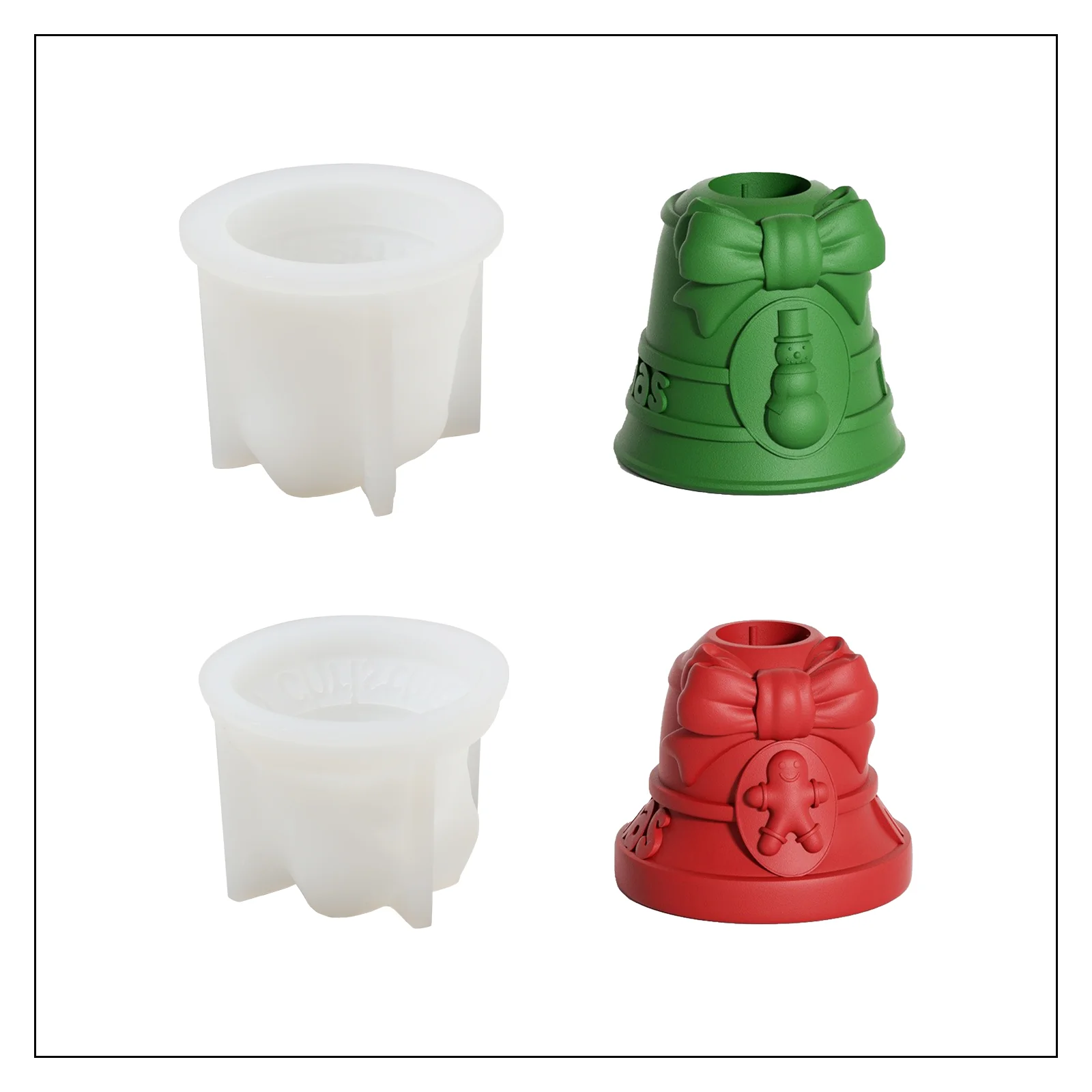 Christmas Bell Taper Candle Holder Silicone Mold - Image 8