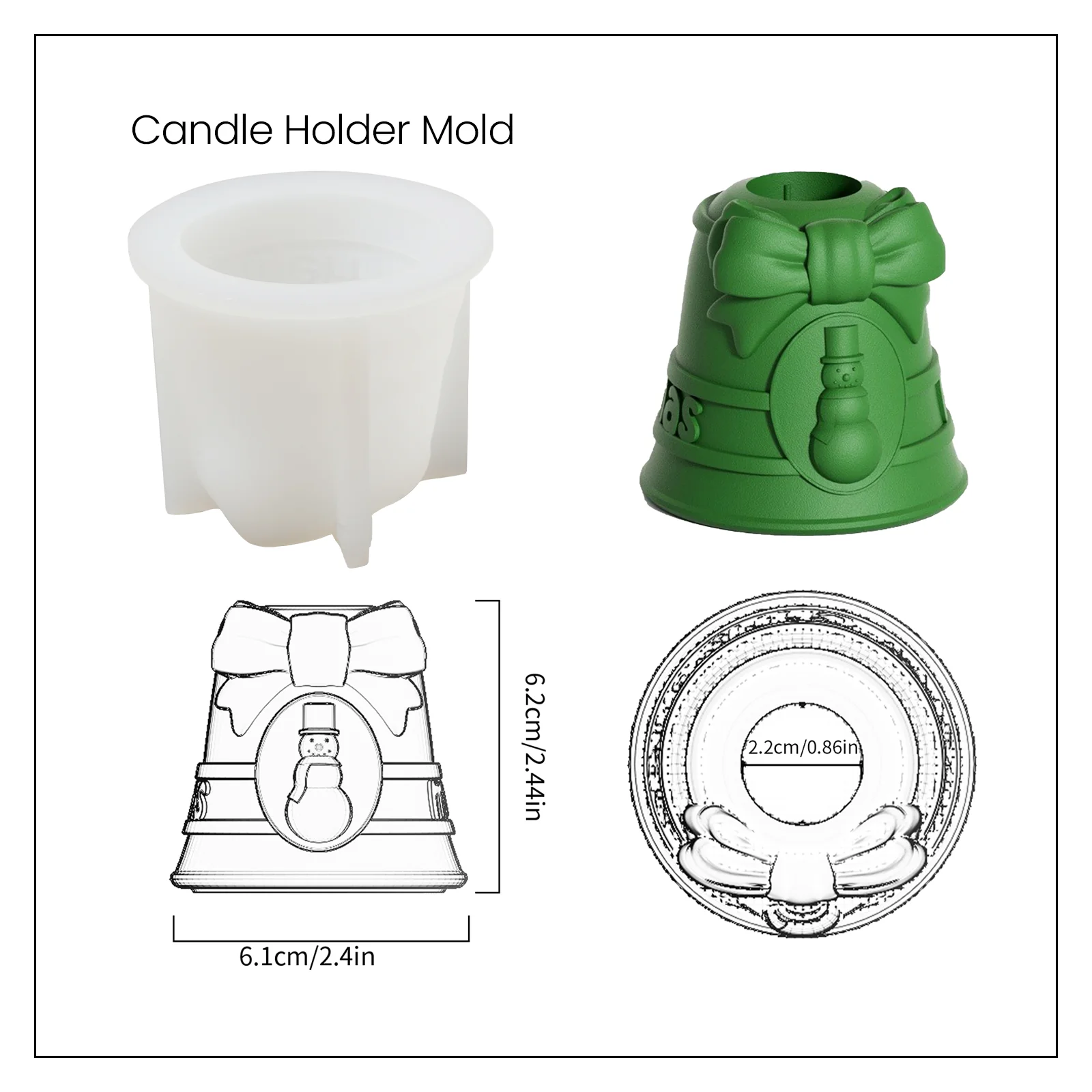 Christmas Bell Taper Candle Holder Silicone Mold - Image 9
