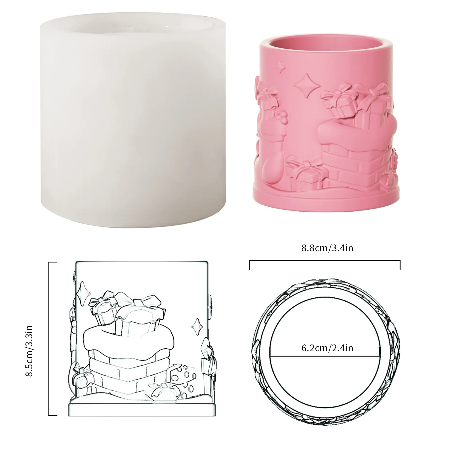 6.5oz Christmas Themed Candle Jar with Lid Silicone Mould - Image 10