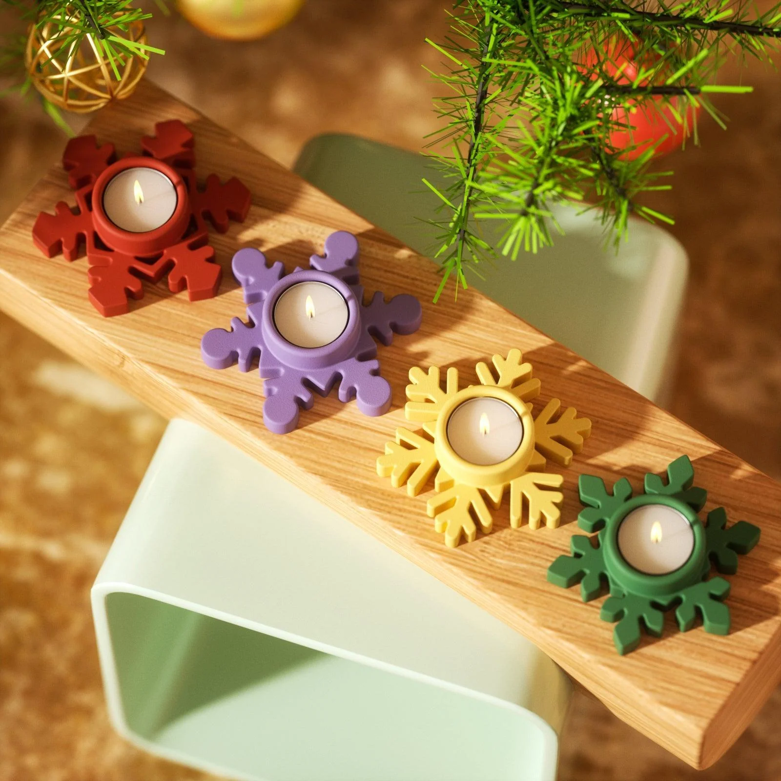 Christmas Snowflake Tealight Candle Holder Silicone Mold - Image 7