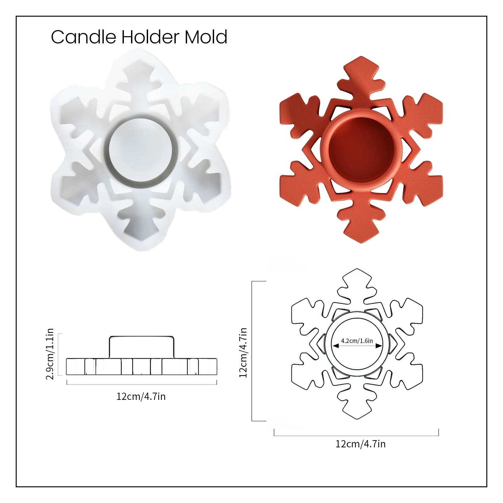 A Set of Four Christmas Snow Flake Tealight Candle Holder Silicone Molds - Image 7