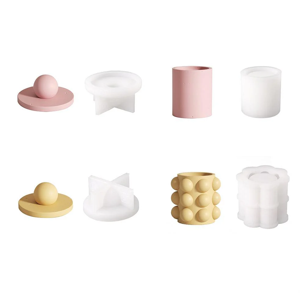 Bubble Concrete Candle Vessel with Lid Silicone Moulds - Image 12