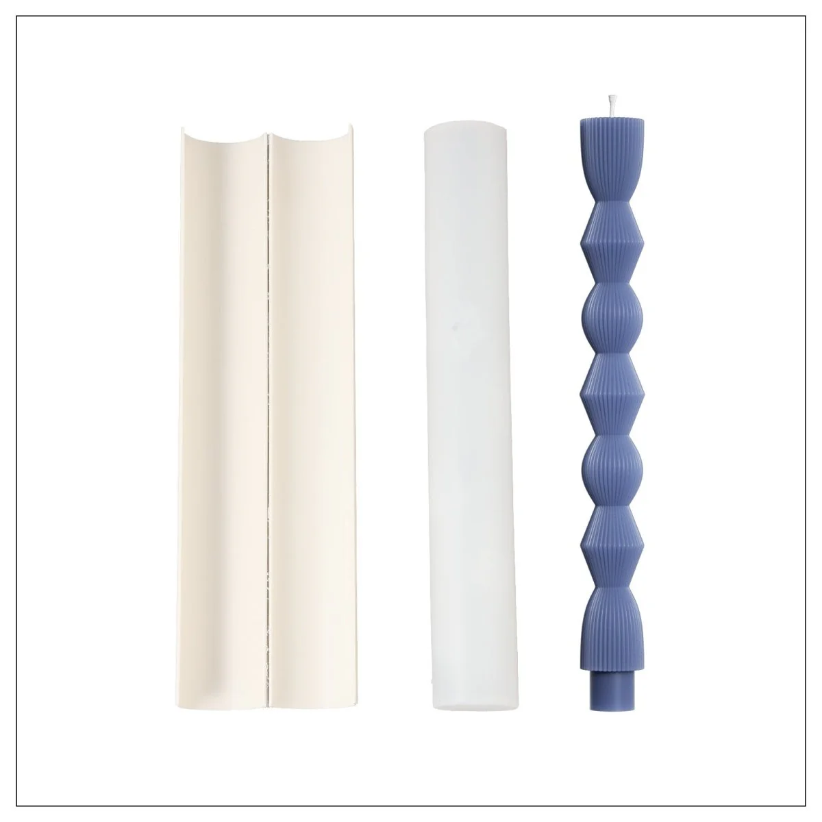 Geometric Hourglass Ribbed Long Taper Candle Silicone Mold - Image 10