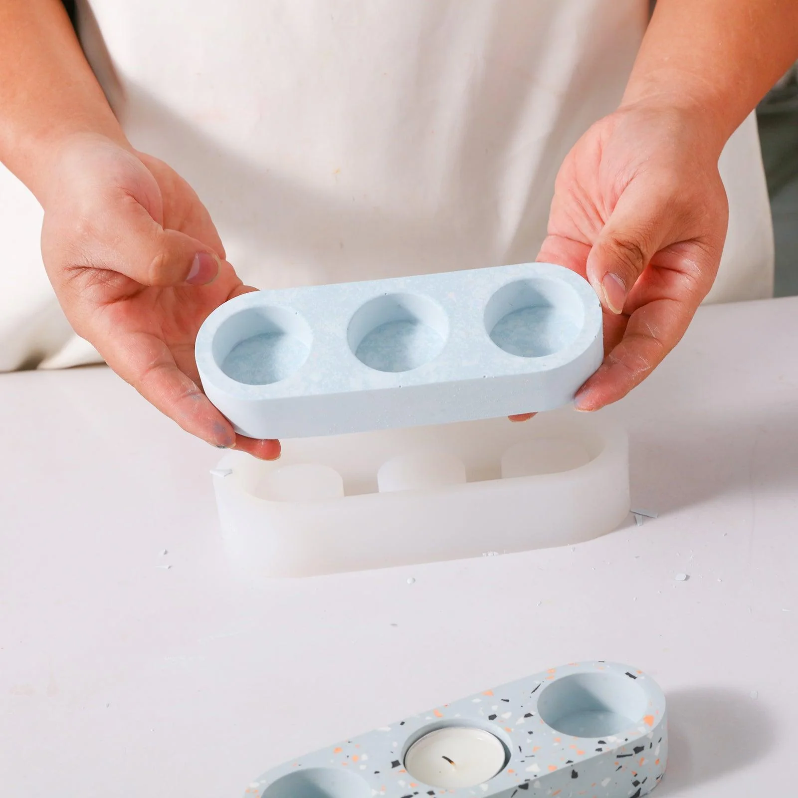 3-Holes Tealight Candle Holder Silicone Mold - Image 5