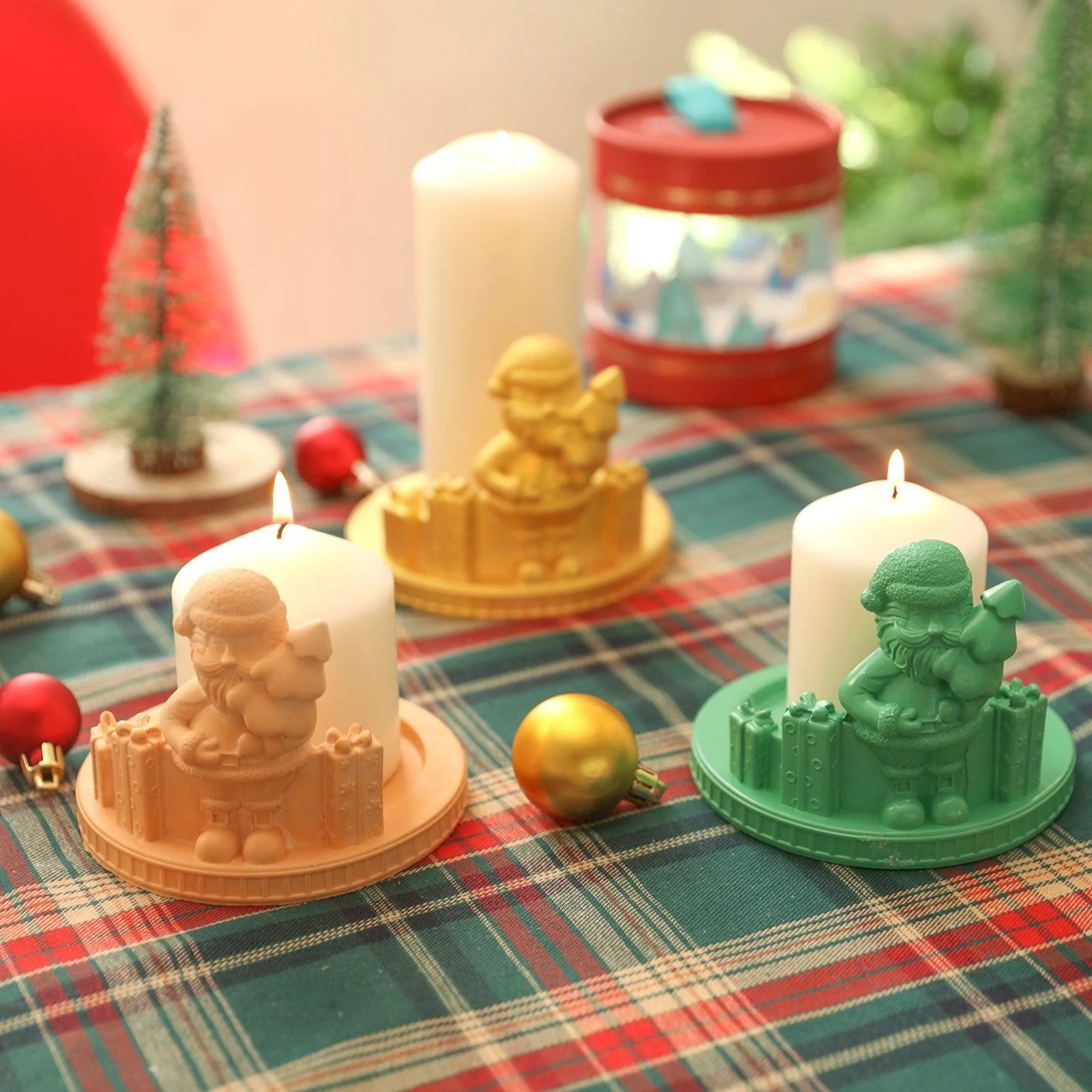 Merry & Bright Santa Candle Holder Silicone Mold - Image 5