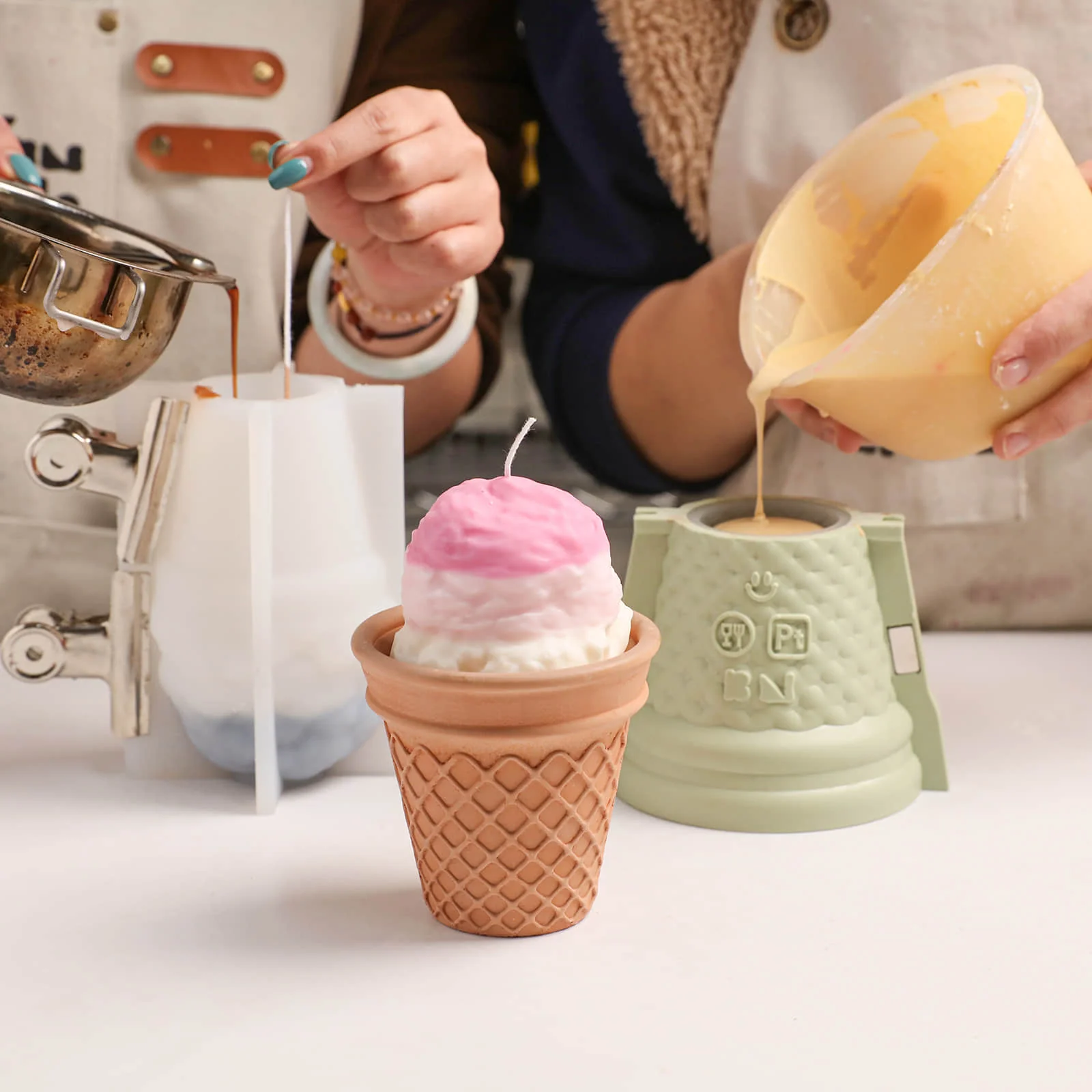 Creamy Scoop Ice Cream Candle Jar & Candle Refill Silicone Mold - Image 4