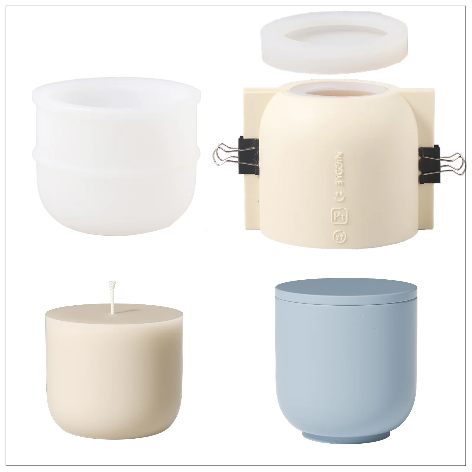 Simple Style Candle Jar & Flat Lids Silicone Mold With Refill Mold - Image 16