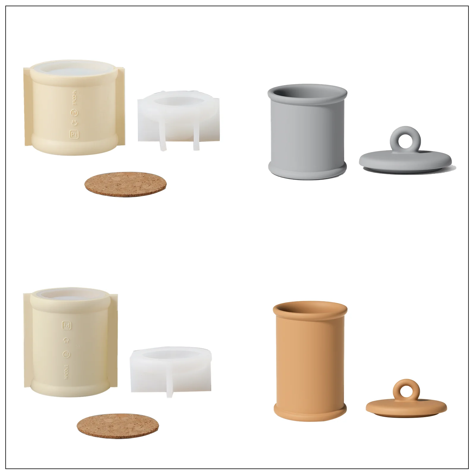 Cylinder Tall Candle Jar with Ring Handle Lid Silicone Mold - Image 11