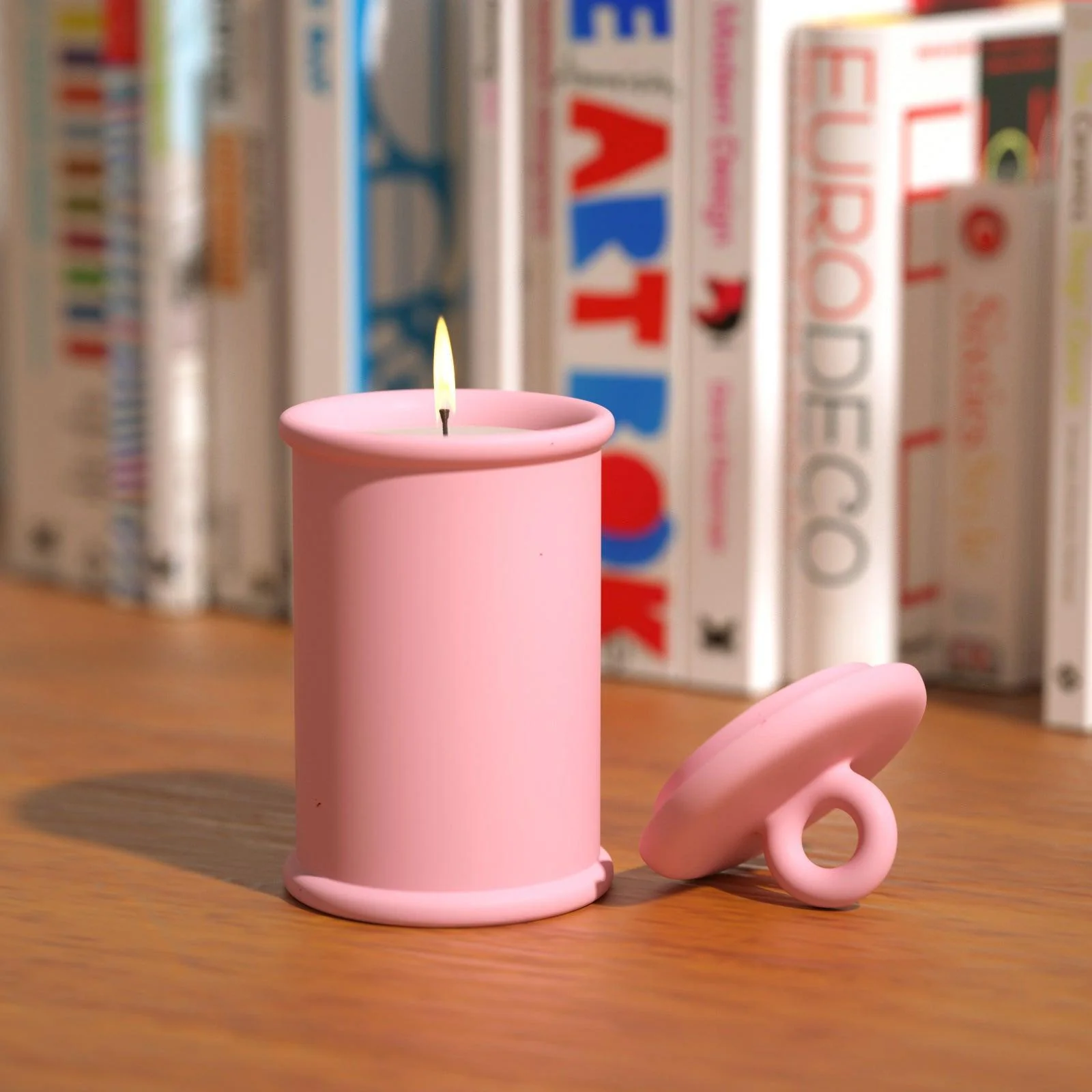 Cylinder Tall Candle Jar with Ring Handle Lid Silicone Mold - Image 4