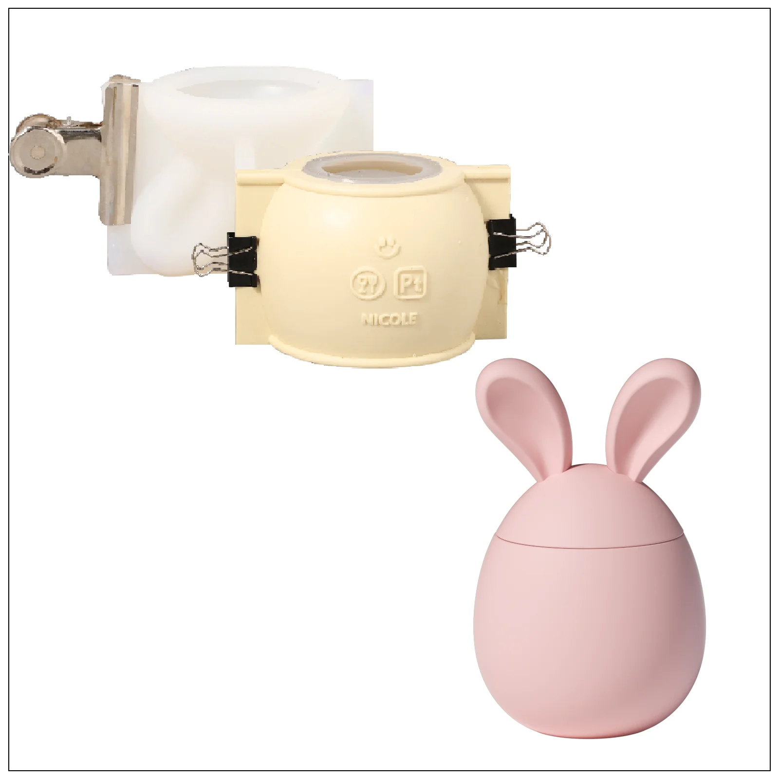 Hoppy Bunny - 3.5oz &8oz Eared Easter Egg Candle Jar Silicone Mold - Ⅰ - Image 11