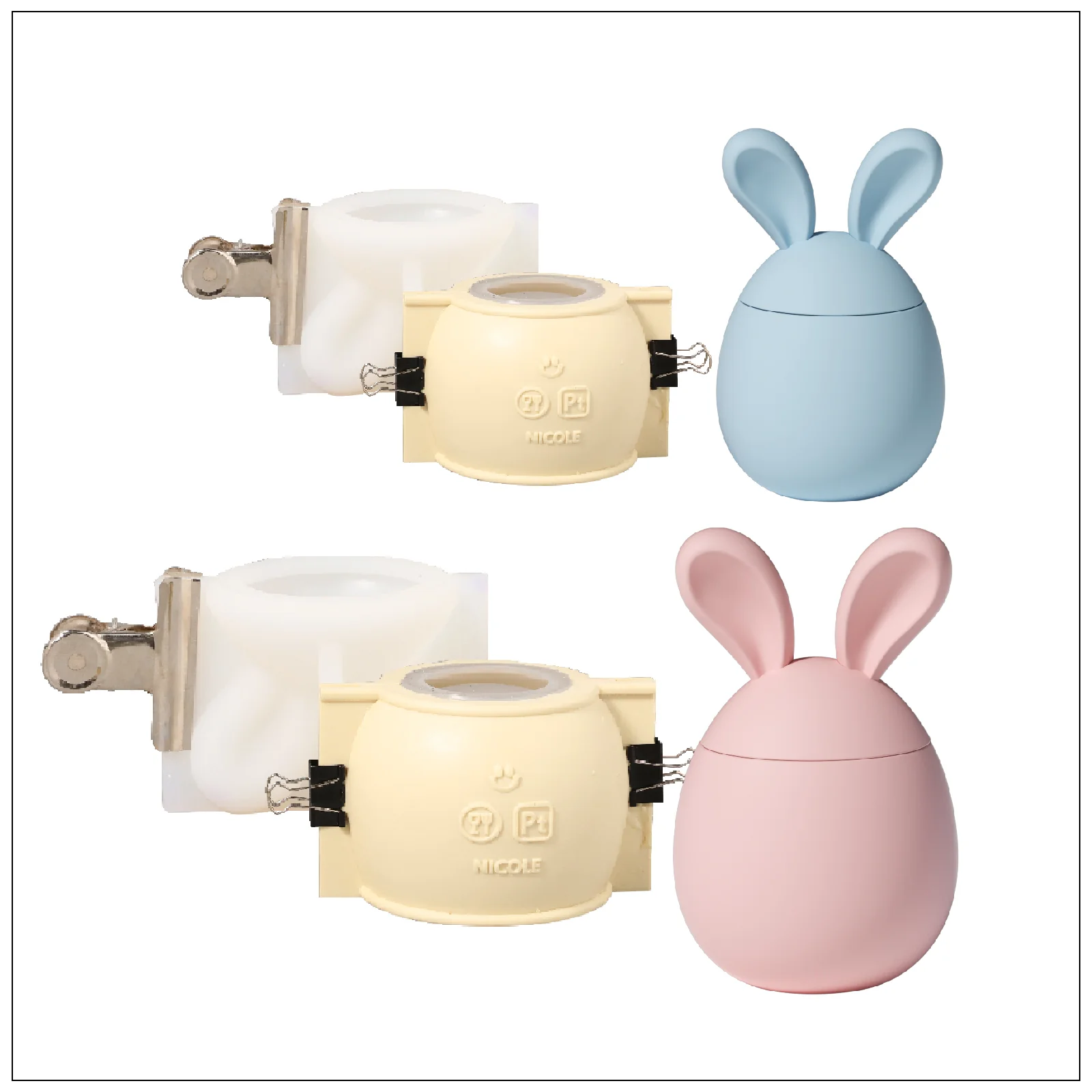 Hoppy Bunny - 3.5oz &8oz Eared Easter Egg Candle Jar Silicone Mold - Ⅰ - Image 12