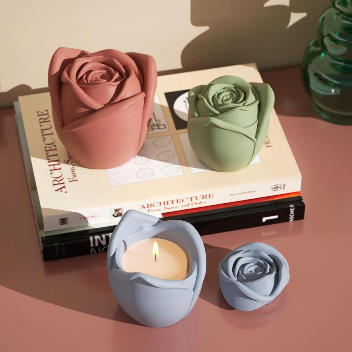 Rose Reverie Candle Jar Silicone Mold With Refill Mold Collection - Image 4