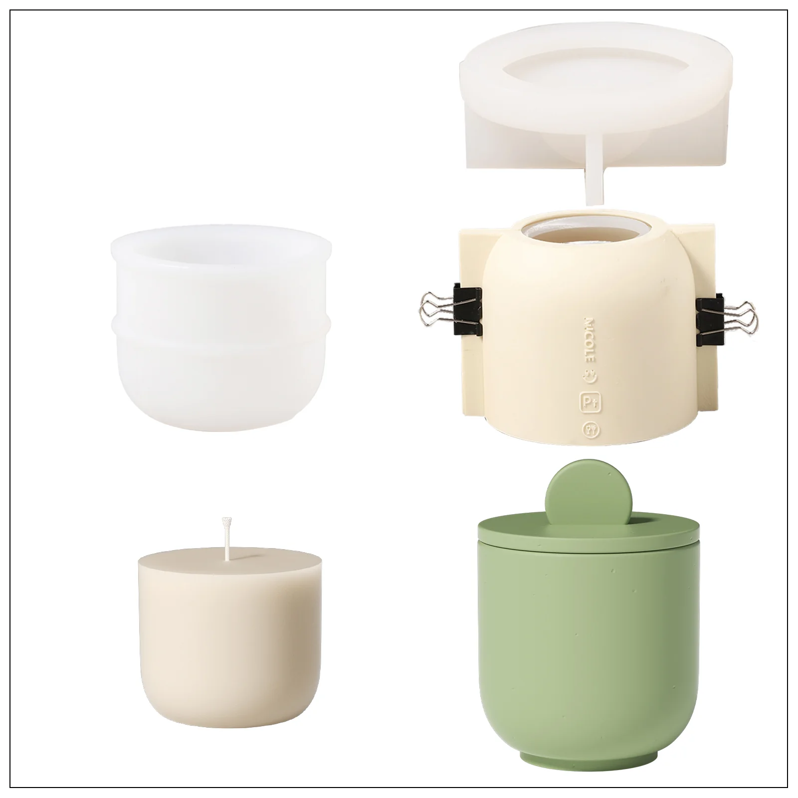 Simple Style Candle Jar & Lids Silicone Mold With Refill Mold - Image 12