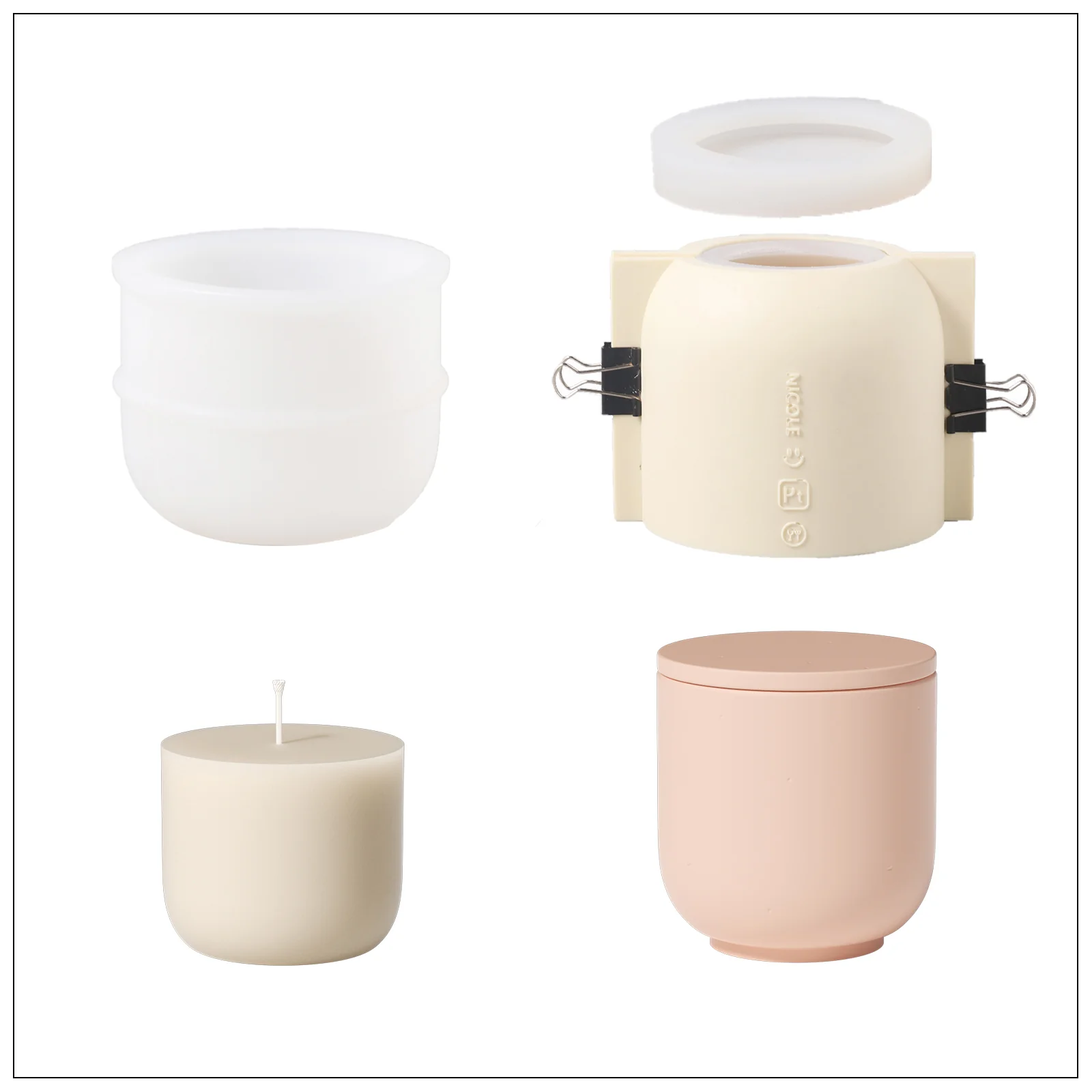 Simple Style Candle Jar & Lids Silicone Mold With Refill Mold - Image 13