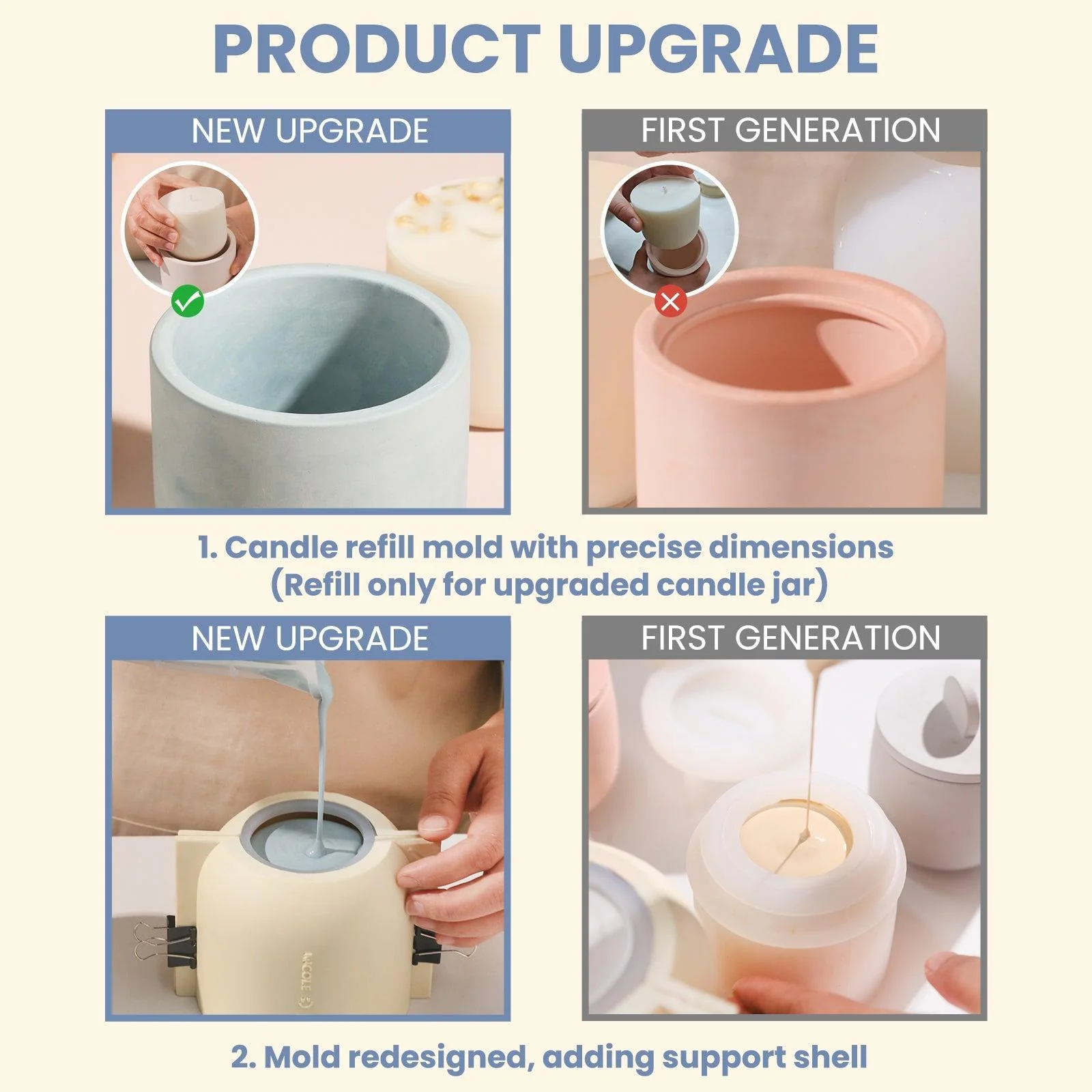Simple Style Candle Jar & Raised Lids Silicone Mold With Refill Mold - Image 10