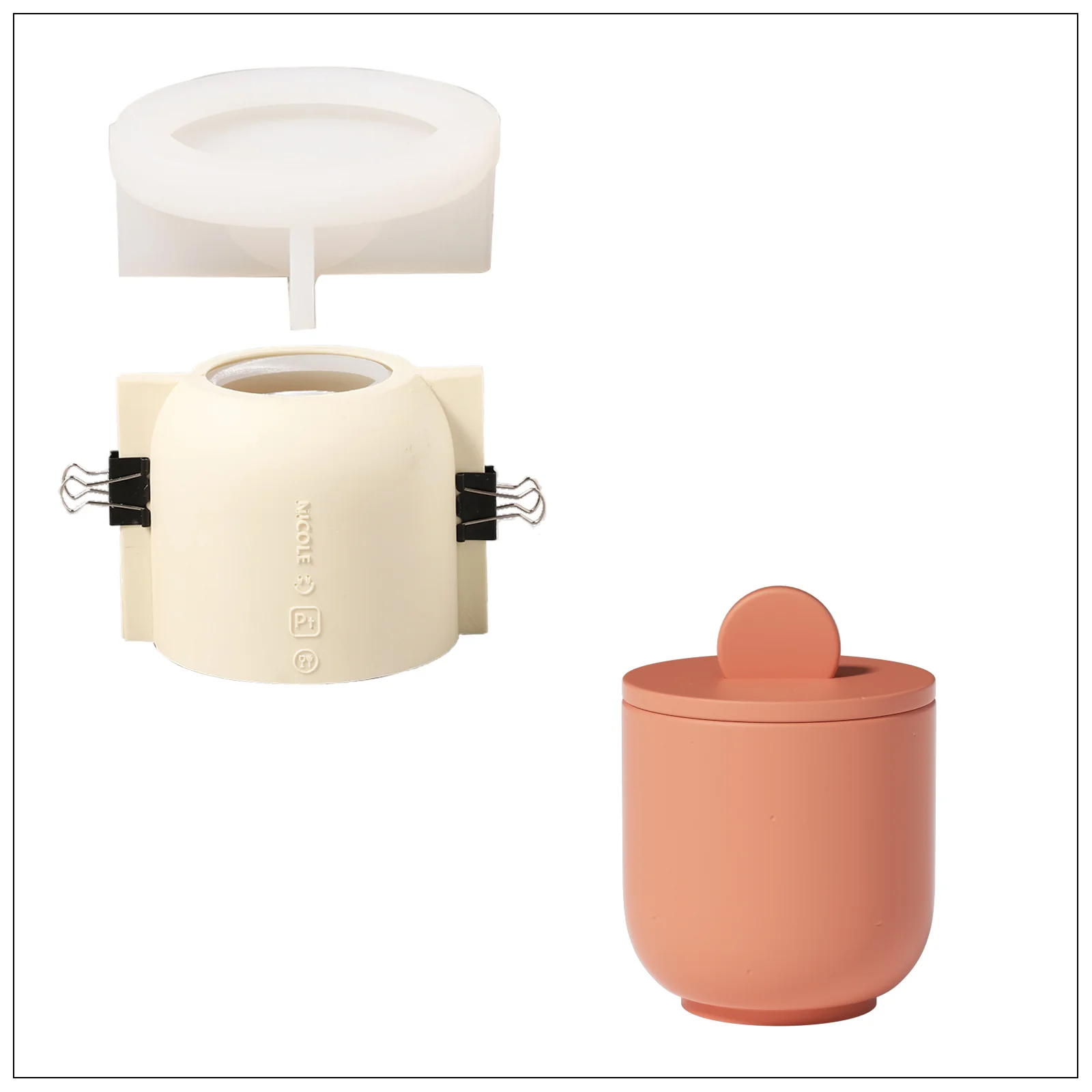 Simple Style Candle Jar & Raised Lids Silicone Mold With Refill Mold - Image 13