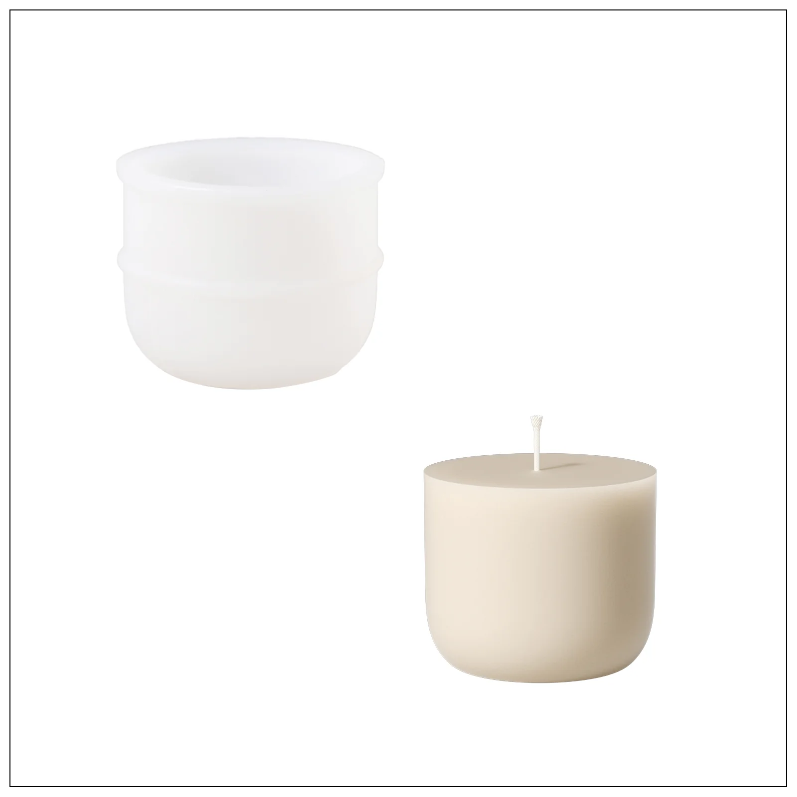 Simple Style Candle Jar & Raised Lids Silicone Mold With Refill Mold - Image 14