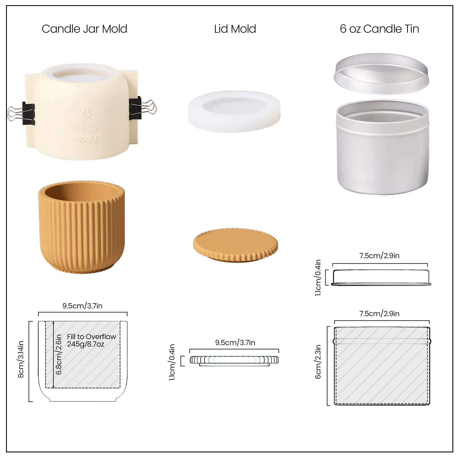 Carousel Ridged Candle Jar with 6 OZ Refill Candle Tin - Image 11