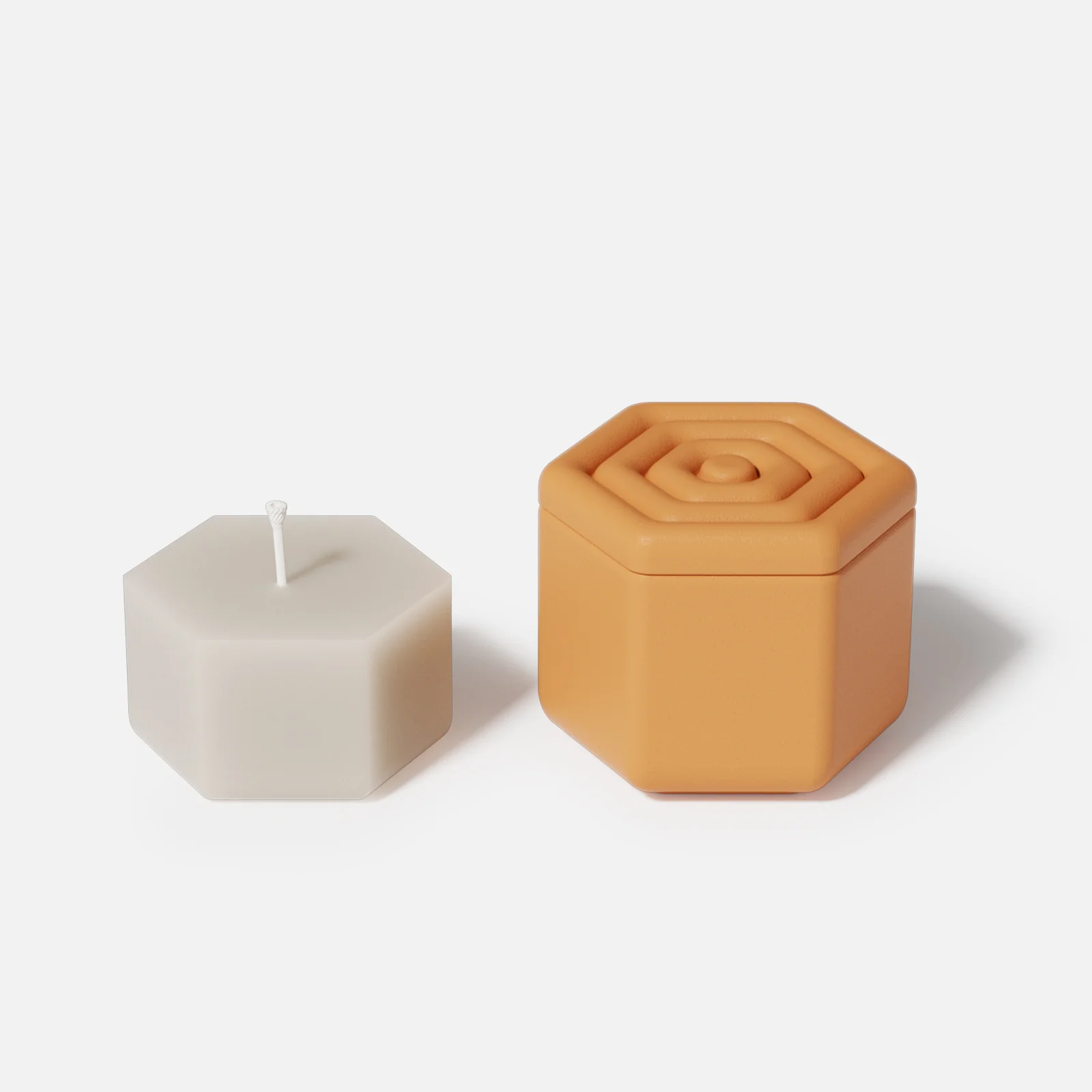 Serenity Ripple Hexagonal Candle Jar Silicone Mold with 7oz Candle Refill Mold