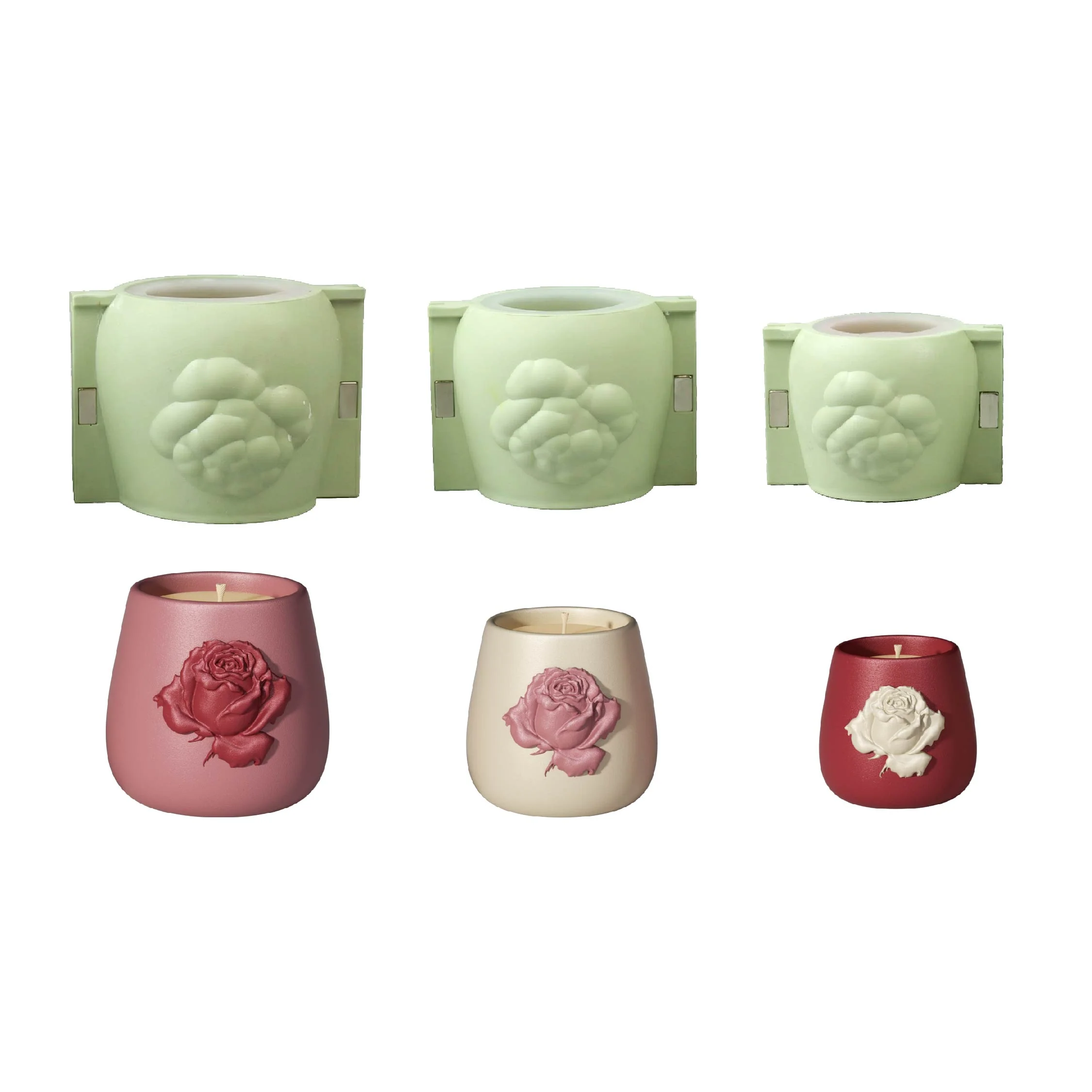 Rose Relief Candle Jar Silicone Mold Collection - Image 15