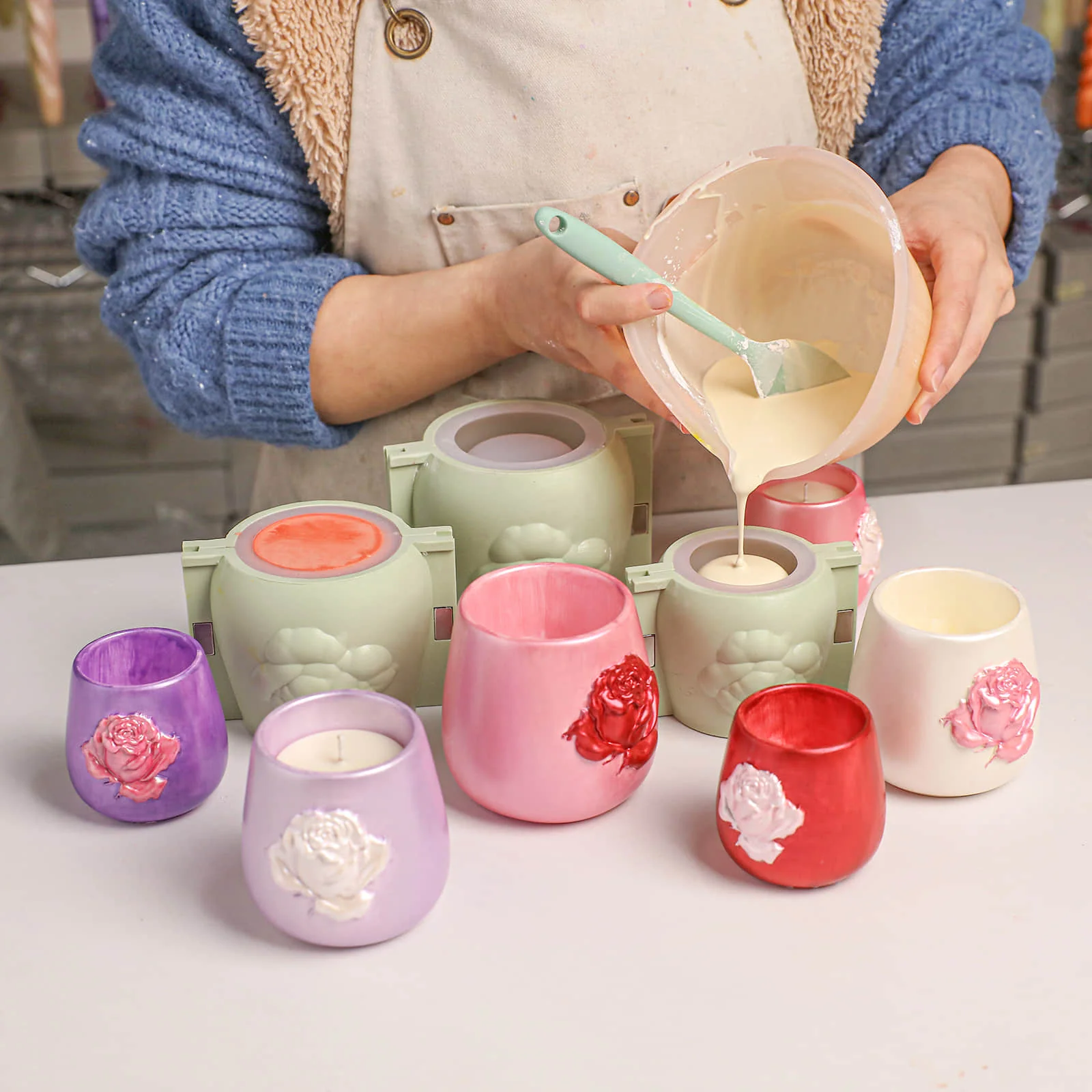 Rose Relief Candle Jar Silicone Mold Collection - Image 5