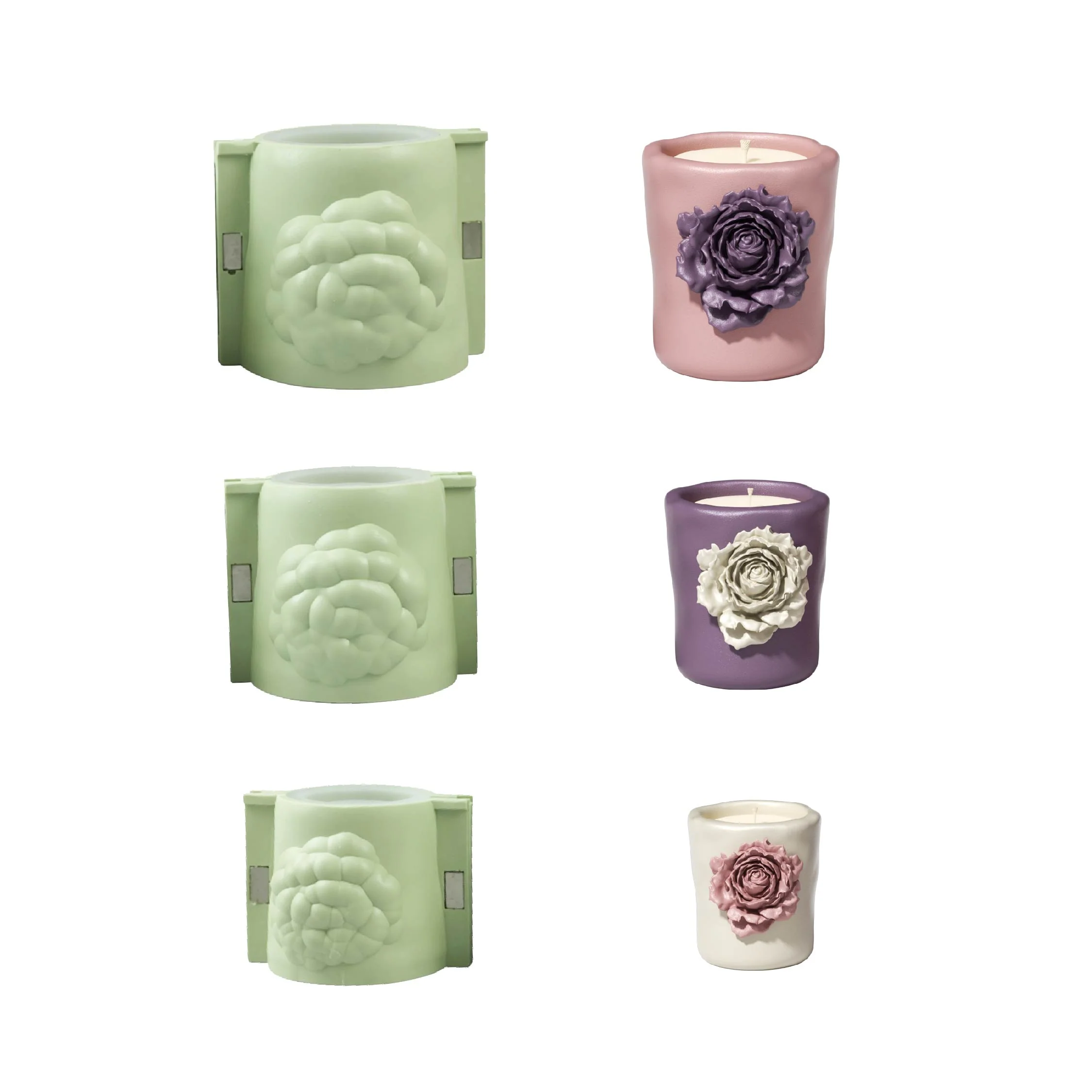 Rose Sculpture Candle Jar Silicone Mold Collection - Image 16