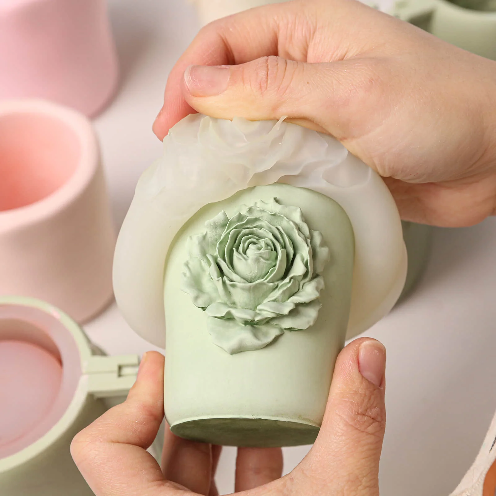 Rose Sculpture Candle Jar Silicone Mold Collection - Image 6