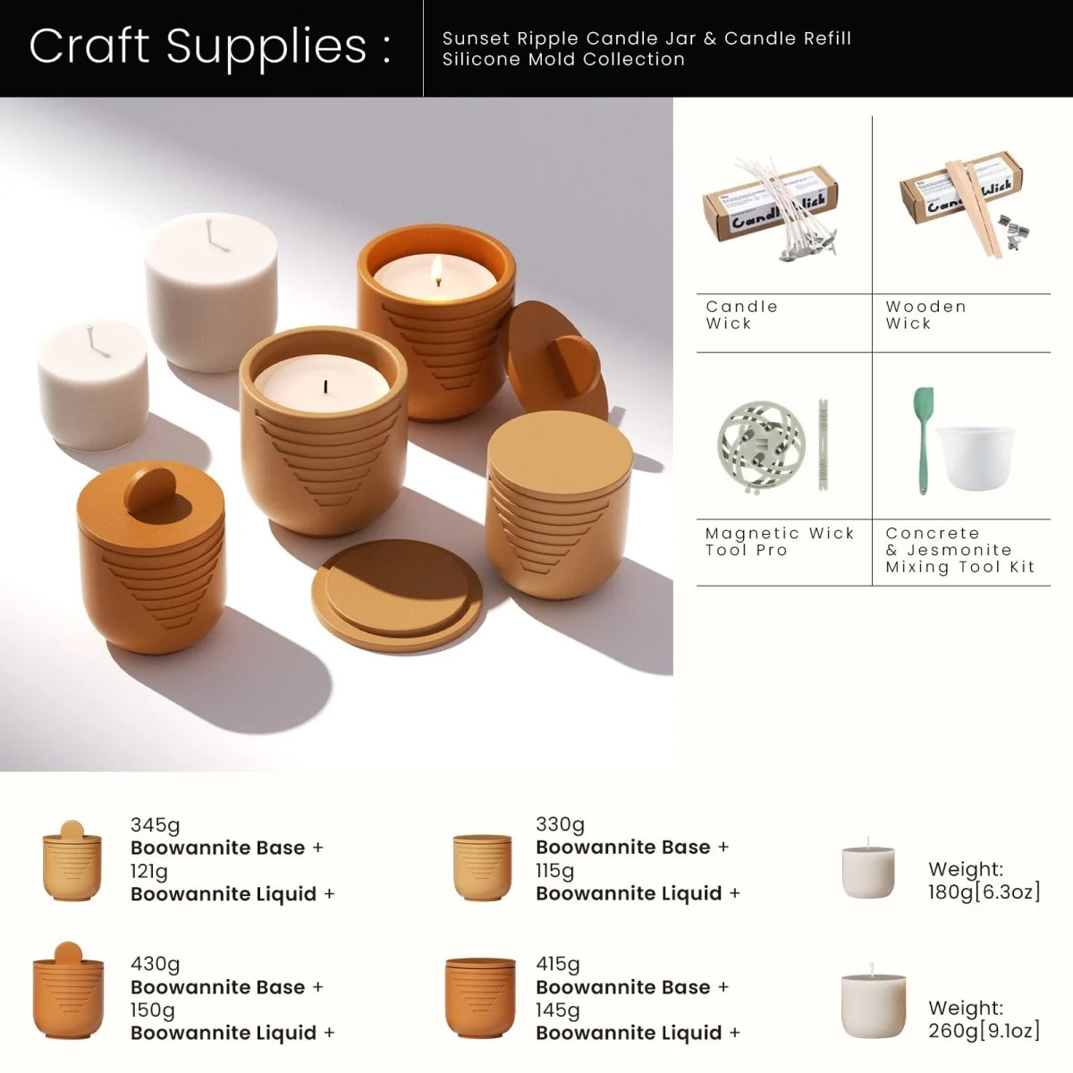 Sunset Ripple Candle Jar Candle Refill Silicone Mold Collection - Image 9